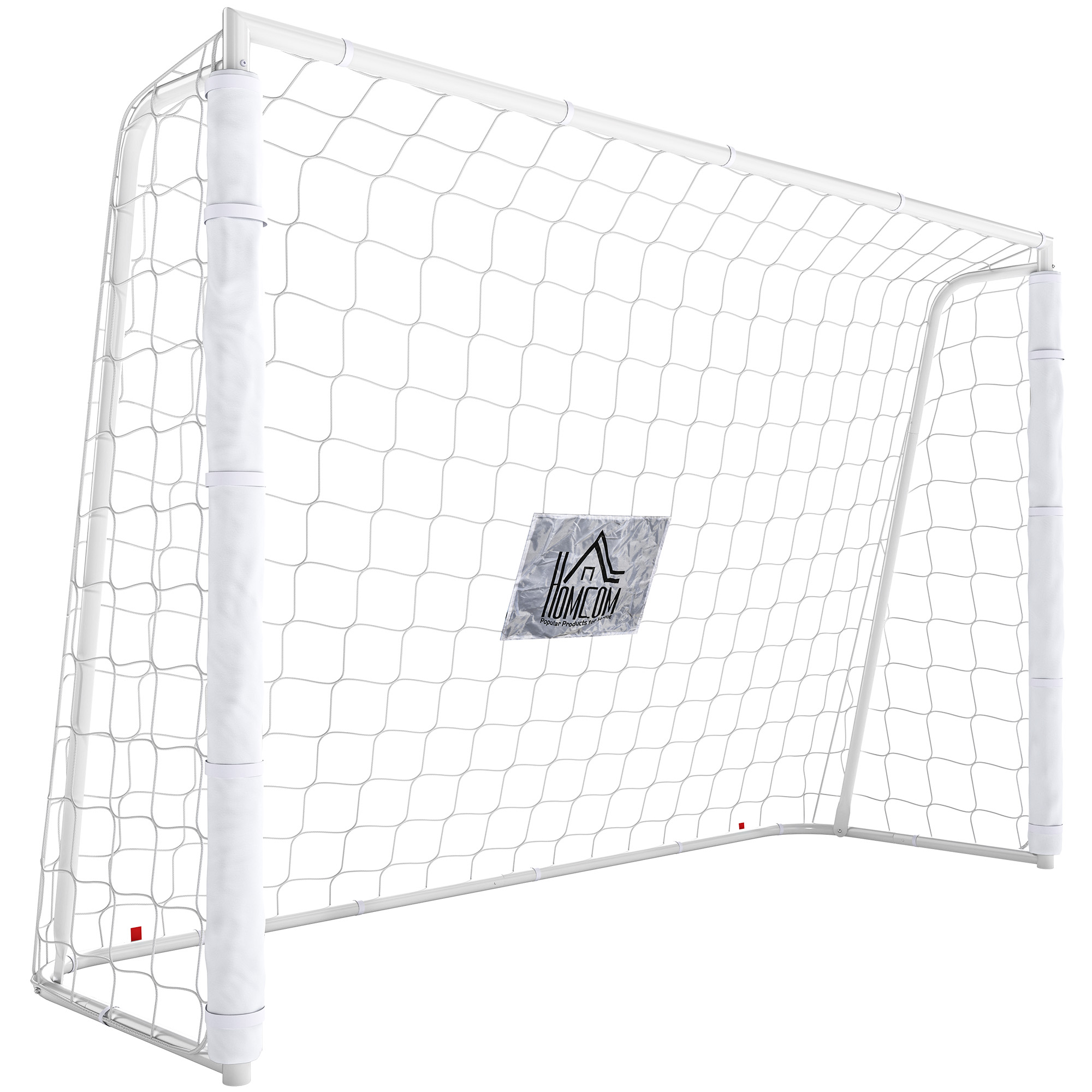 HOMCOM Fußballtor für Jugendliche & Erwachsener 186 x 123 cm Outdoor Fußballtor mit Netz Erdhaken Stoßdämpfenden, Fußball Tor für Garten, Weiß   Aosom
