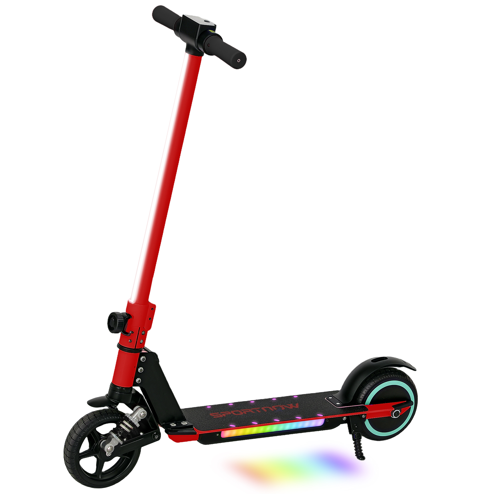 SPORTNOW Folding Electric Scooter for Kids, with Dual Brakes, Front Suspension, LED Colourful Lights, Red SPORTNOW Folding Electric Scooter for Kids, with Dual Brakes, Front Suspension, LED Colourful Lights, Red