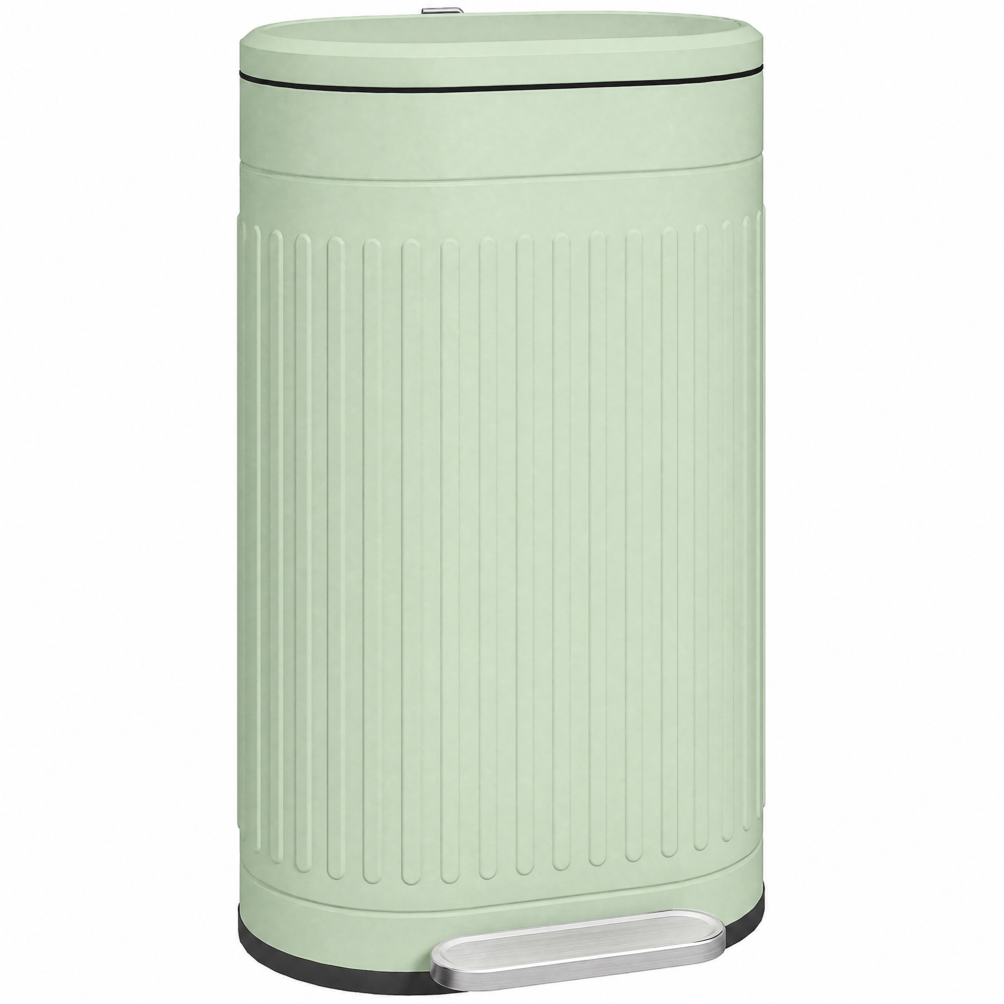 HOMCOM Mülleimer 30L Treteimer Abfalleimer mit Deckel und Fußpedal, Müllbehälter mit herausnehmbarem Inneneimer, Soft-Close-Funktion für Wohnzimmer, Büro, Grün, 36,5 x 31,2 x 60,8 cm Aosom