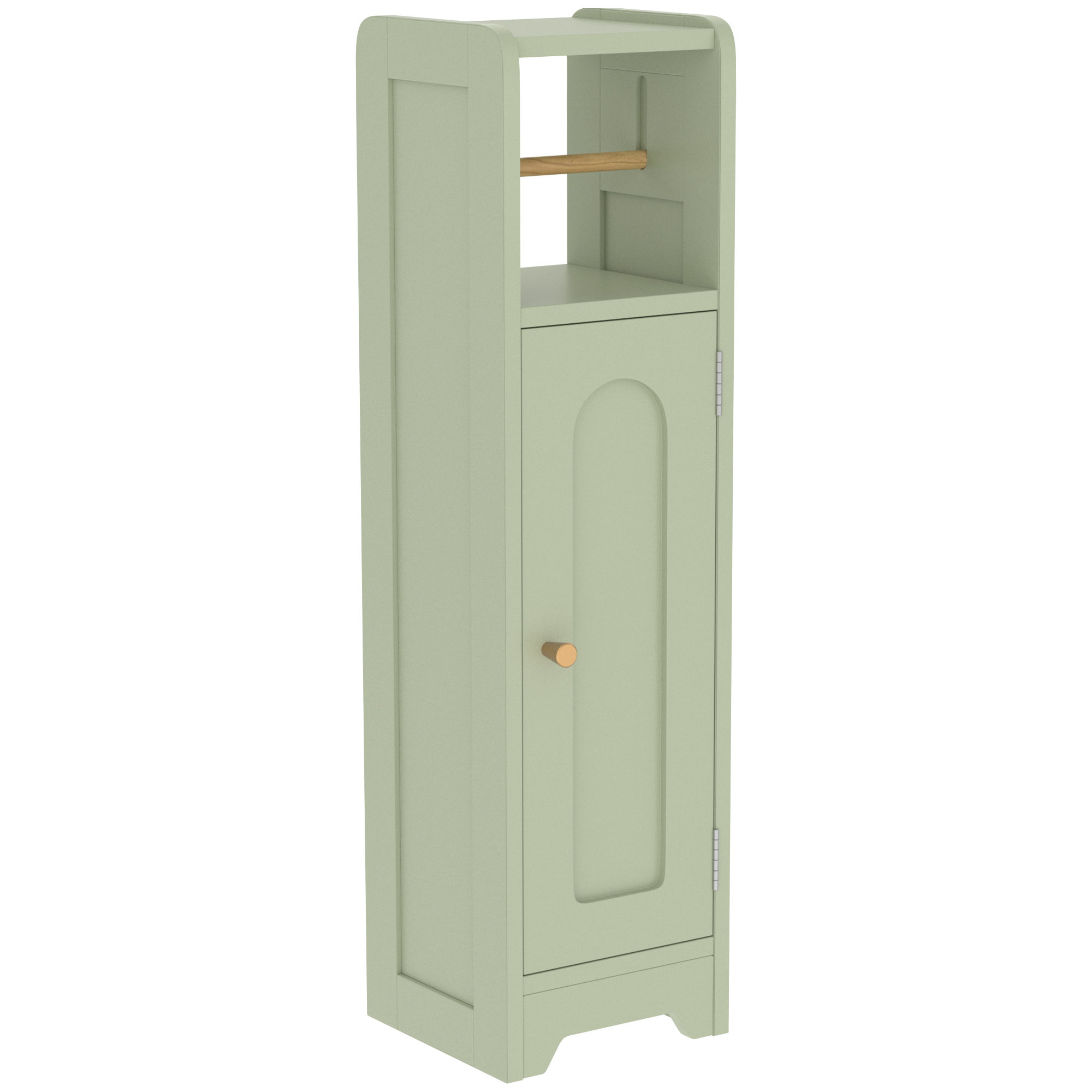 HOMCOM Small Bathroom Storage Cabinet with Toilet Roll Holder – Light Green