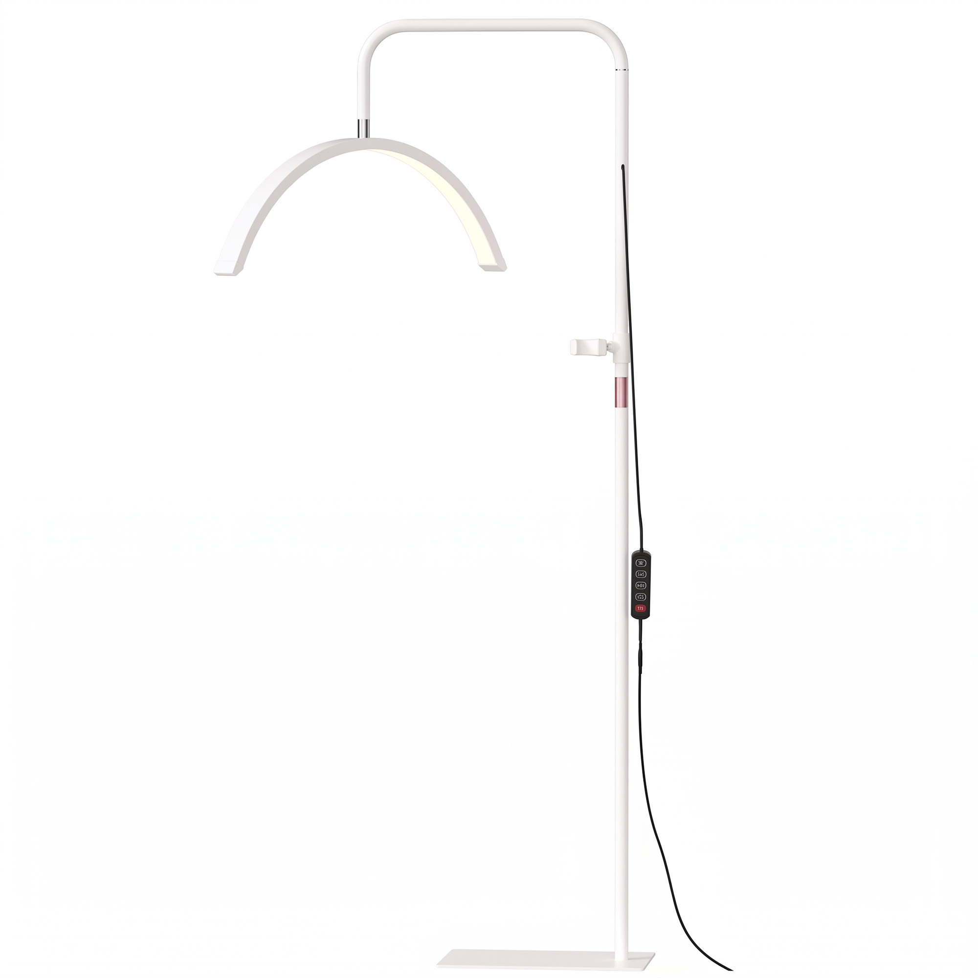 HOMCOM Half Moon Lash Light, 350? Rotatable Head, 7 Colours, Dimmable Beauty Floor Lamp, White