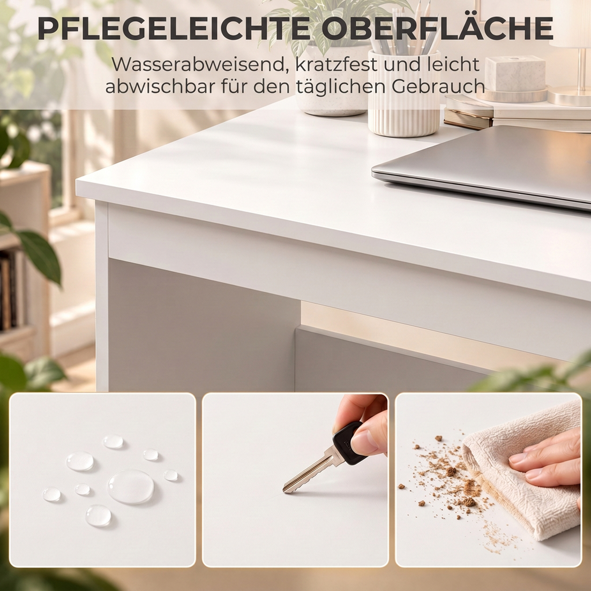 Arvutilaud 3 sahtliga, moodne kontorilaud, arvutilaud 100 x 50 x 75 cm, valge