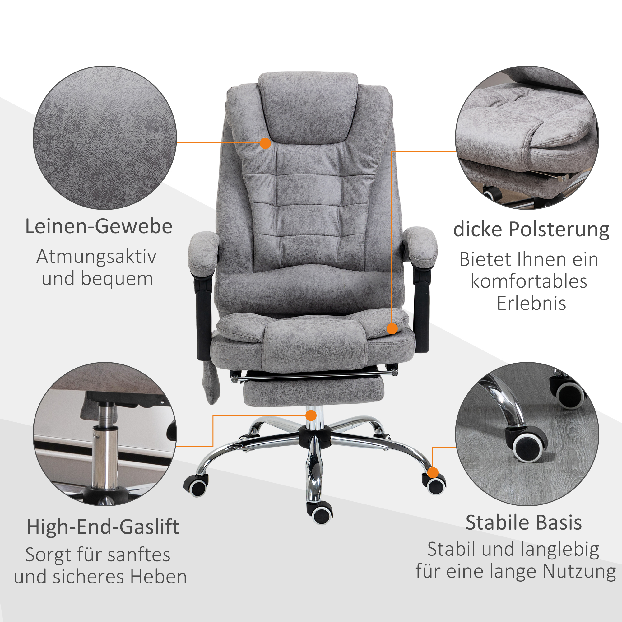 Kontoritool massaažifunktsiooniga, ergonoomiline lauatool lamamis- ja soojendusfunktsiooniga, puldiga, hall