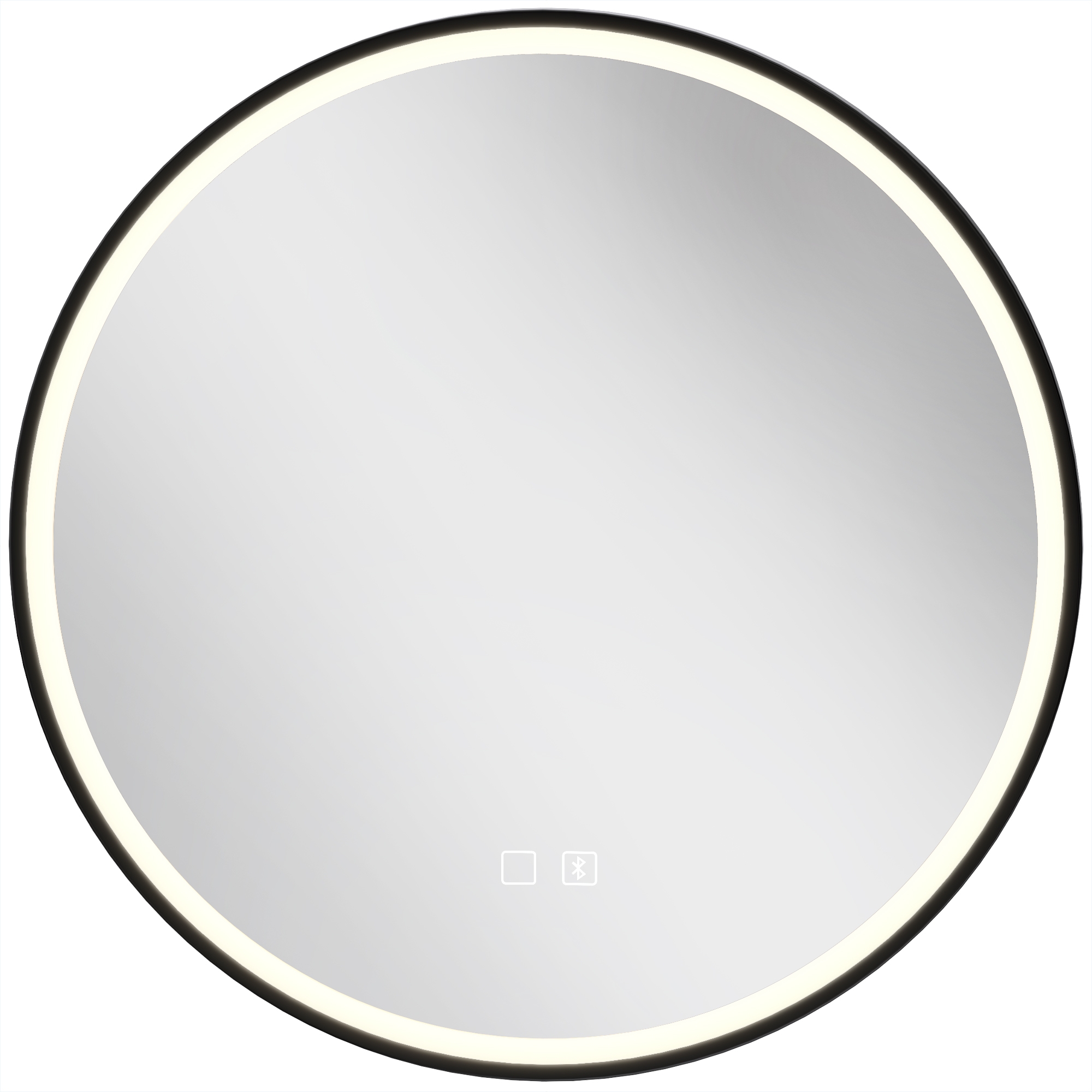 HOMCOM Bathroom Mirror with LED Lights, 60cm Round LED Bathroom Mirror with 3 Colours Dimmable, Bluetooth, Anti-Fog, Black