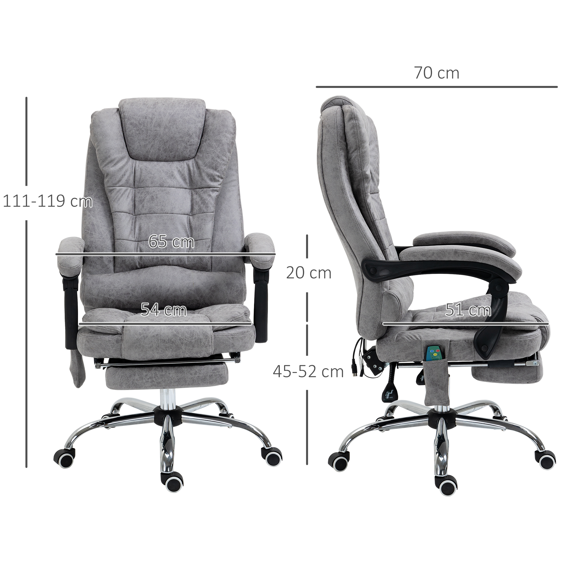 Kontoritool massaažifunktsiooniga, ergonoomiline lauatool lamamis- ja soojendusfunktsiooniga, puldiga, hall