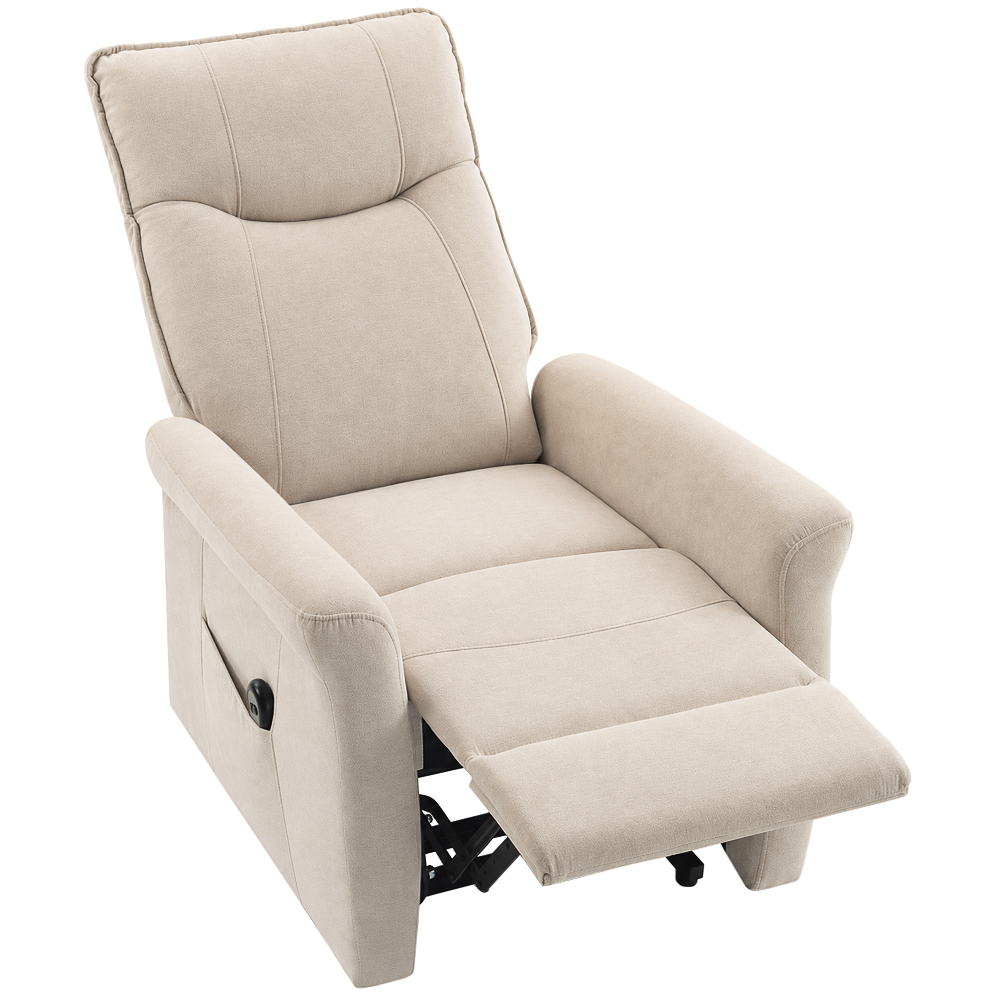 HOMCOM Fernsehsessel Relaxsessel mit Aufstehhilfe, Elektrisch TV-Sessel mit 155° Liegefunktion, Chenille-Optik, Fernbedienung, für Wohnzimmer, bis 150 kg, Cremeweiß Aosom