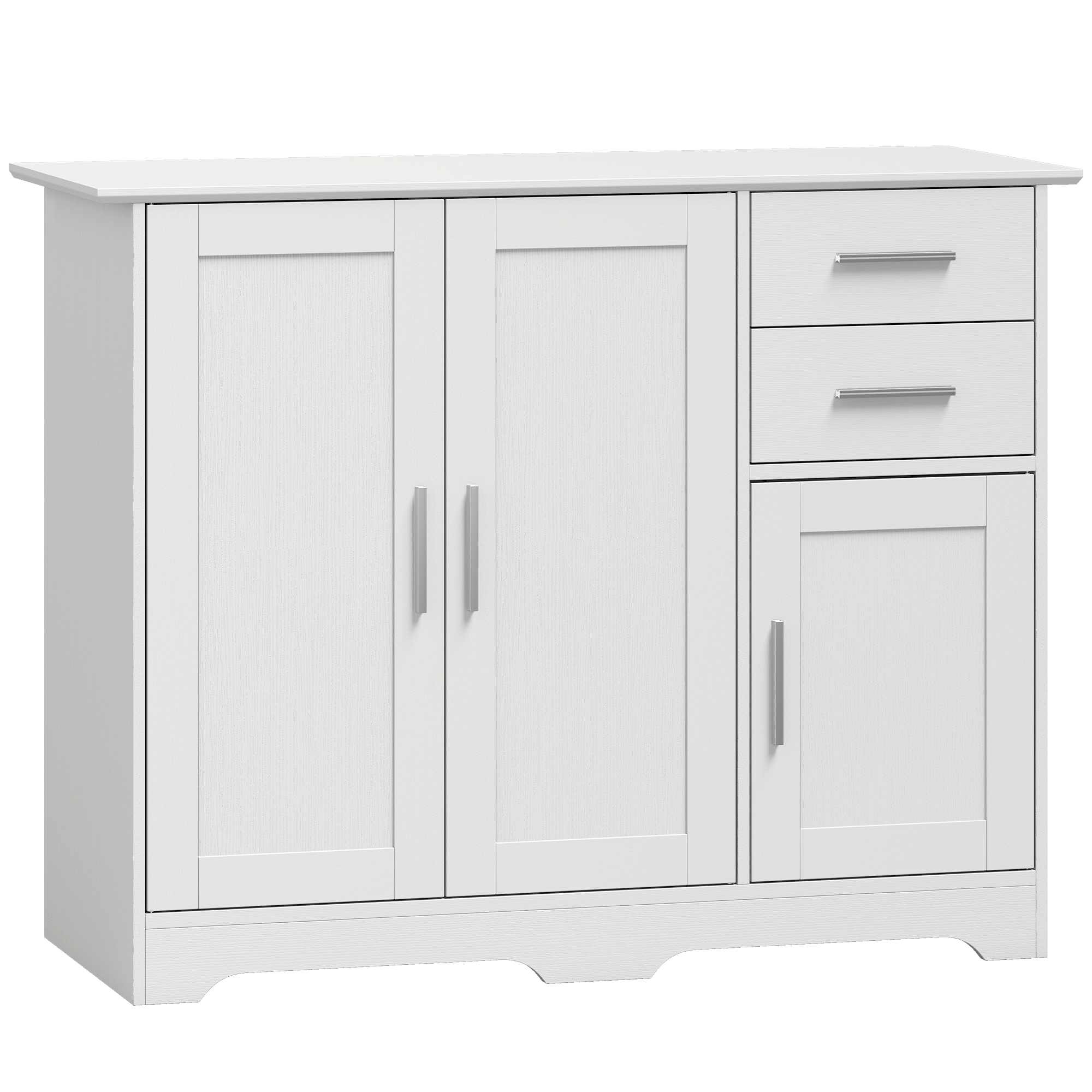 HOMCOM Bufet Modern din Lemn cu 2 Sertare și 2 Dulapuri, 100x40x78 cm, Alb | Aosom Romania