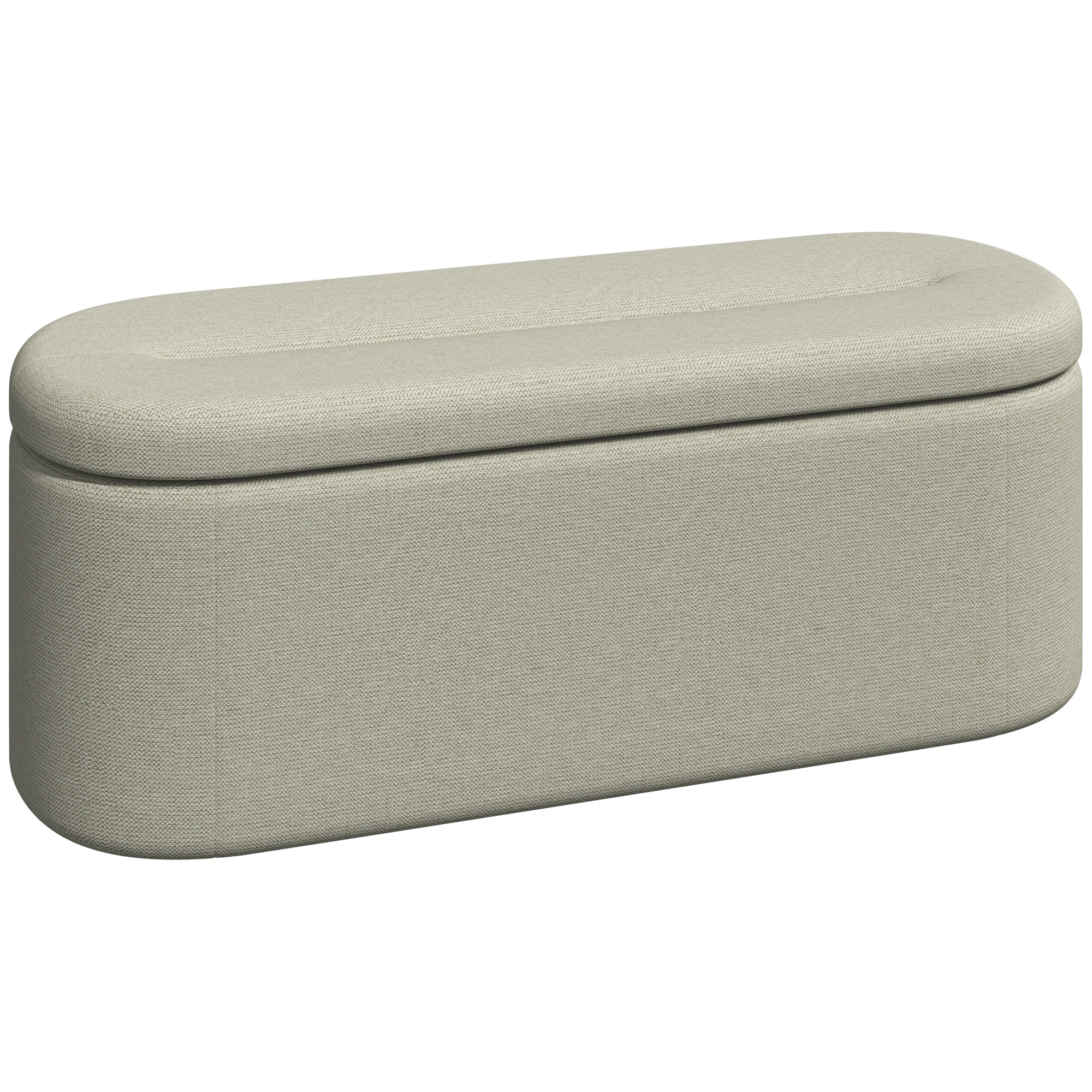 HOMCOM Sitzbank mit Stauraum, Sitztruhe mit Sicherheits-Scharnier, Leinenoptik, Gepolsterte Truhenbank bis 220 kg Belastbar, für Wohnzimmer, Schlafzimmer, Flur 116 x 42 x 44 cm, Grau Aosom