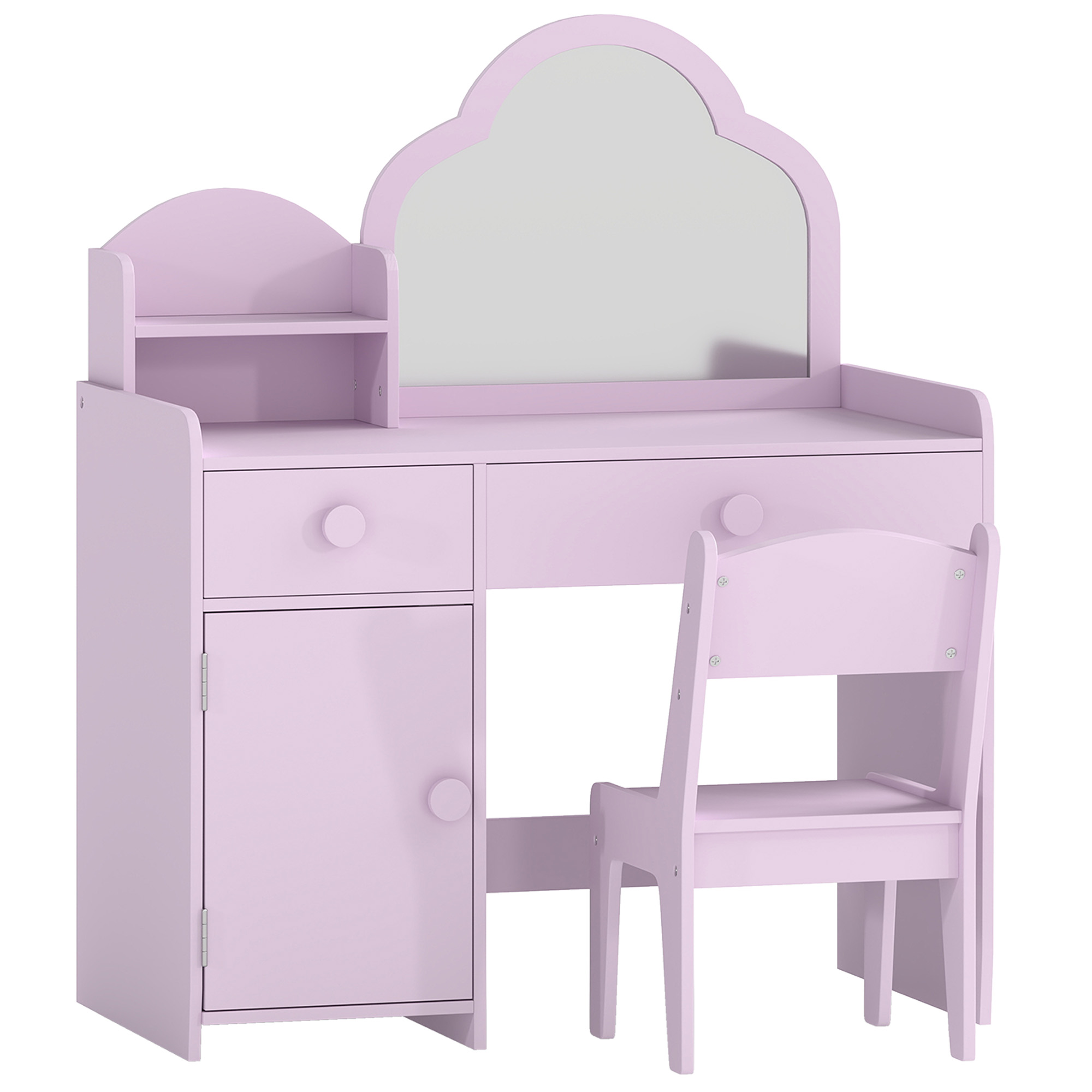 AIYAPLAY Kinder Schminktisch Set 2 in 1 Frisiertisch Schreibtisch Violett