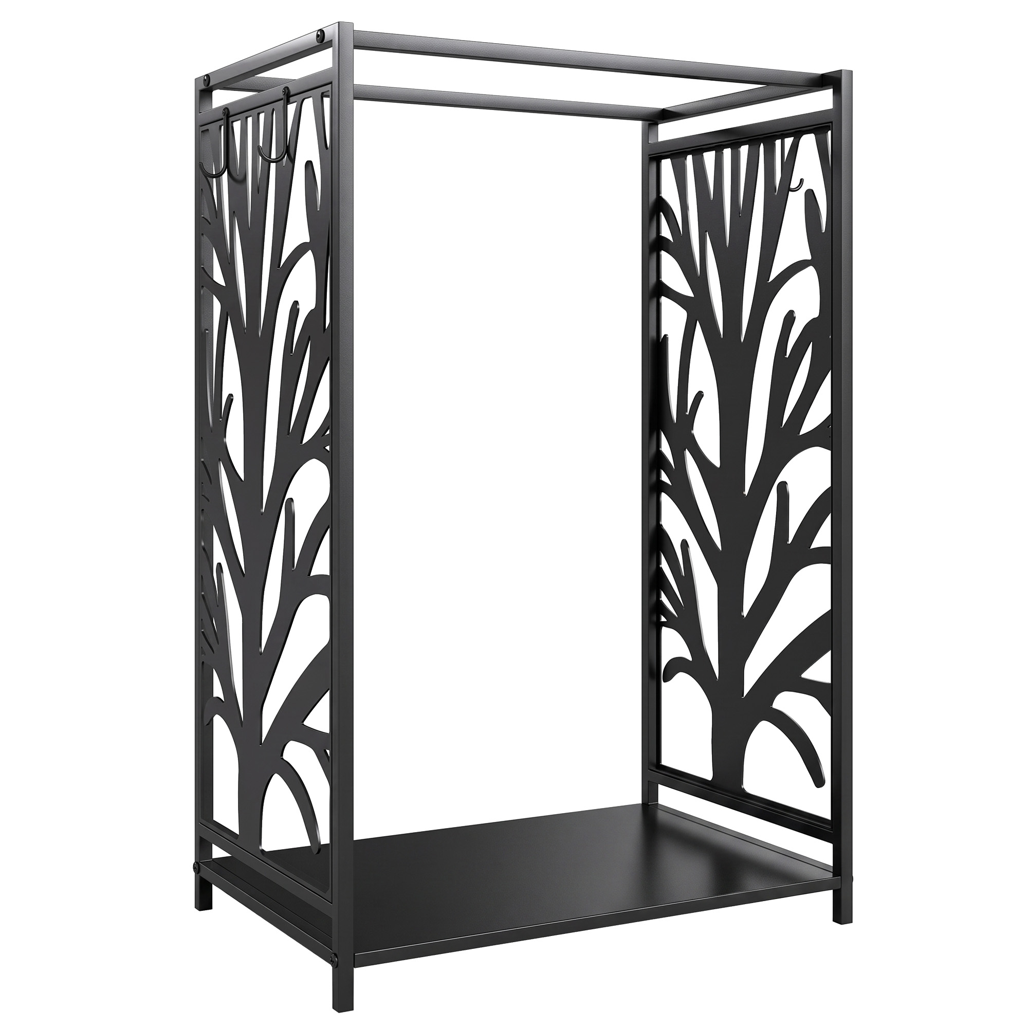 HOMCOM Kaminholzständer mit Kaminbesteck, Brennholzregal Feuerholzablage aus Stahl Schwarz 46 x 30 x 70 cm für gemütliche Abende Aosom.de