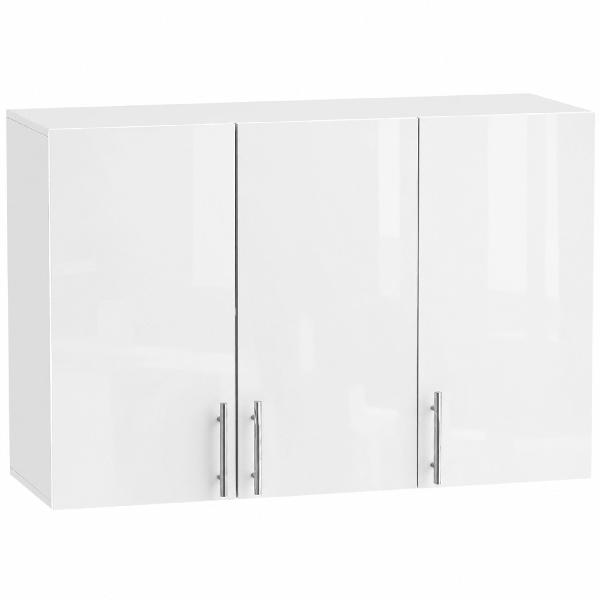 Homcom Unisex White Bathroom Wall Cabinet, 3 Doors, Adjustable Shelf, High Gloss - Image 6