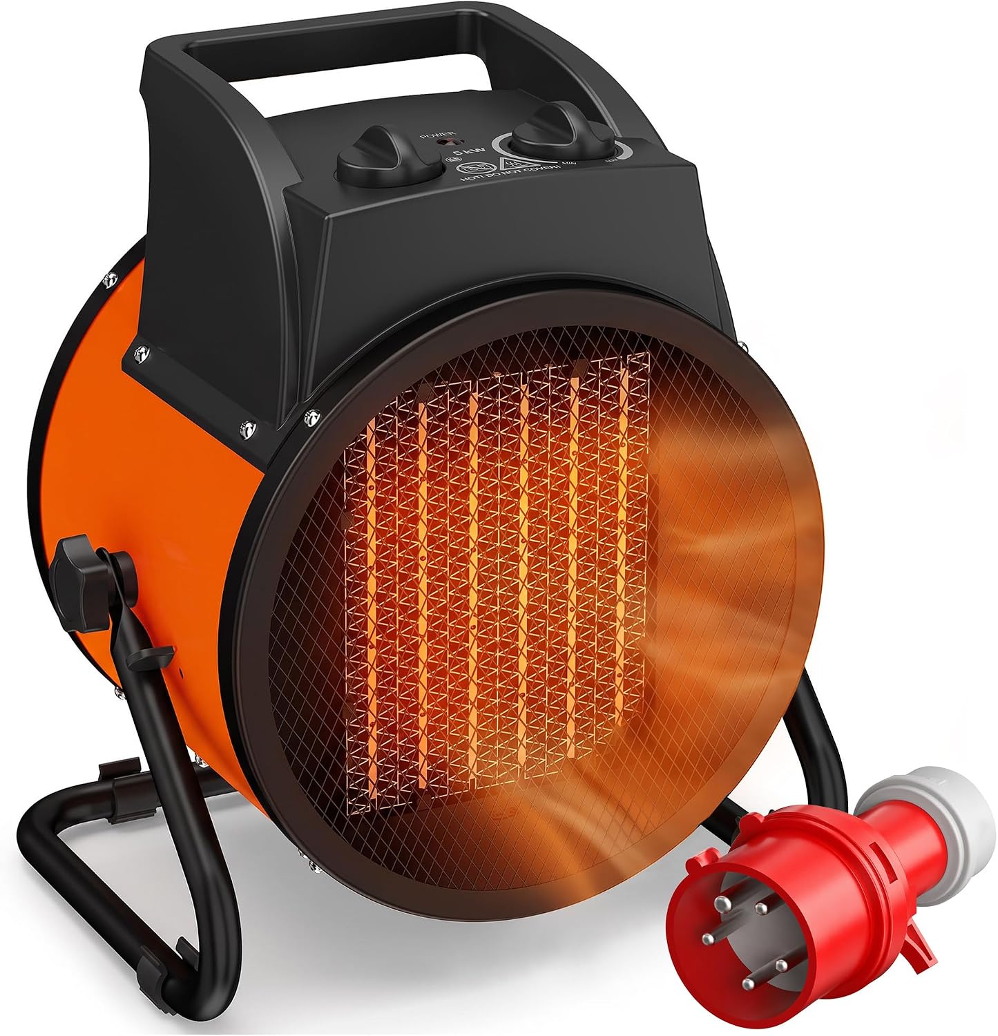 Outsunny Industrial Fan Heater 5000W with Tilting, Electric Ceramic Space Heater with Adjustable Thermostat, Handle
