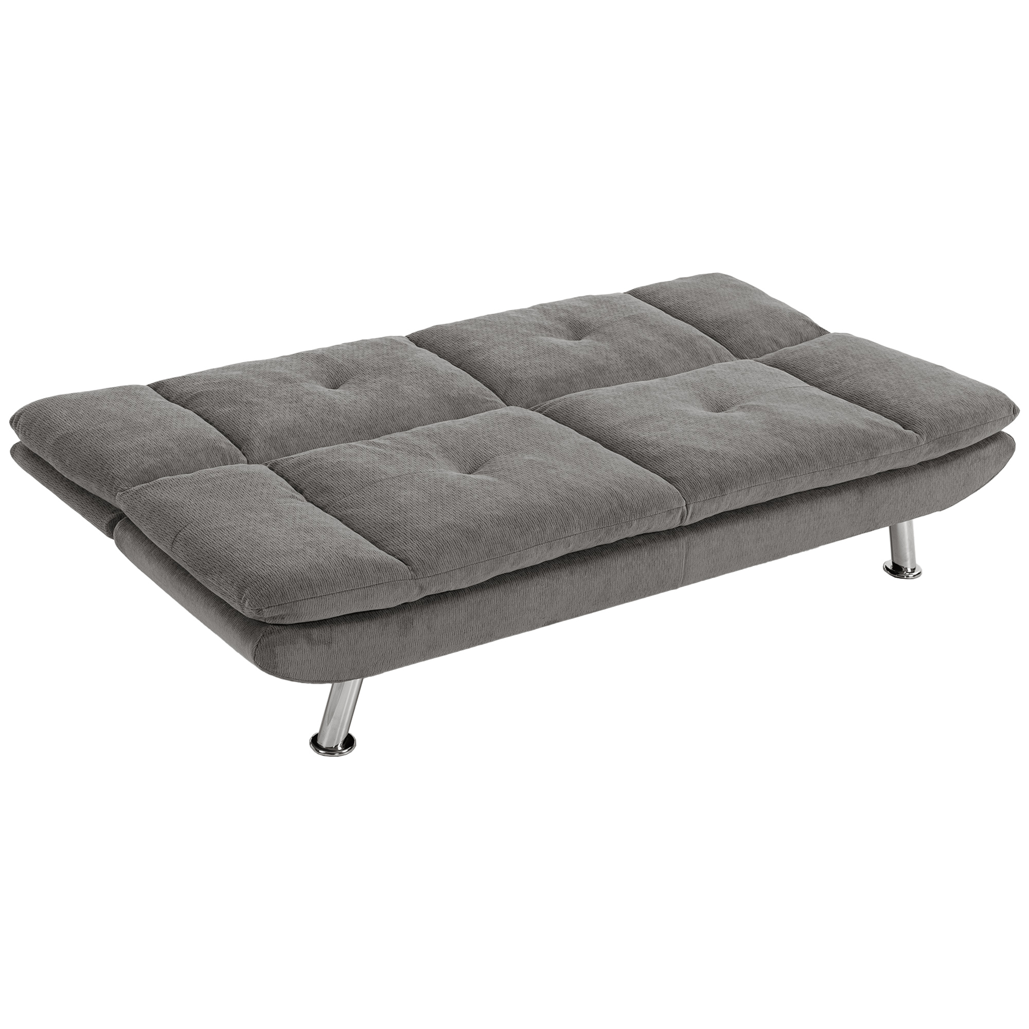 Homcom Unisex Grey Sofa Bed, Chenille Fabric Futon Sofa Bed, Wide Seat, Size 3 Seater - Image 3