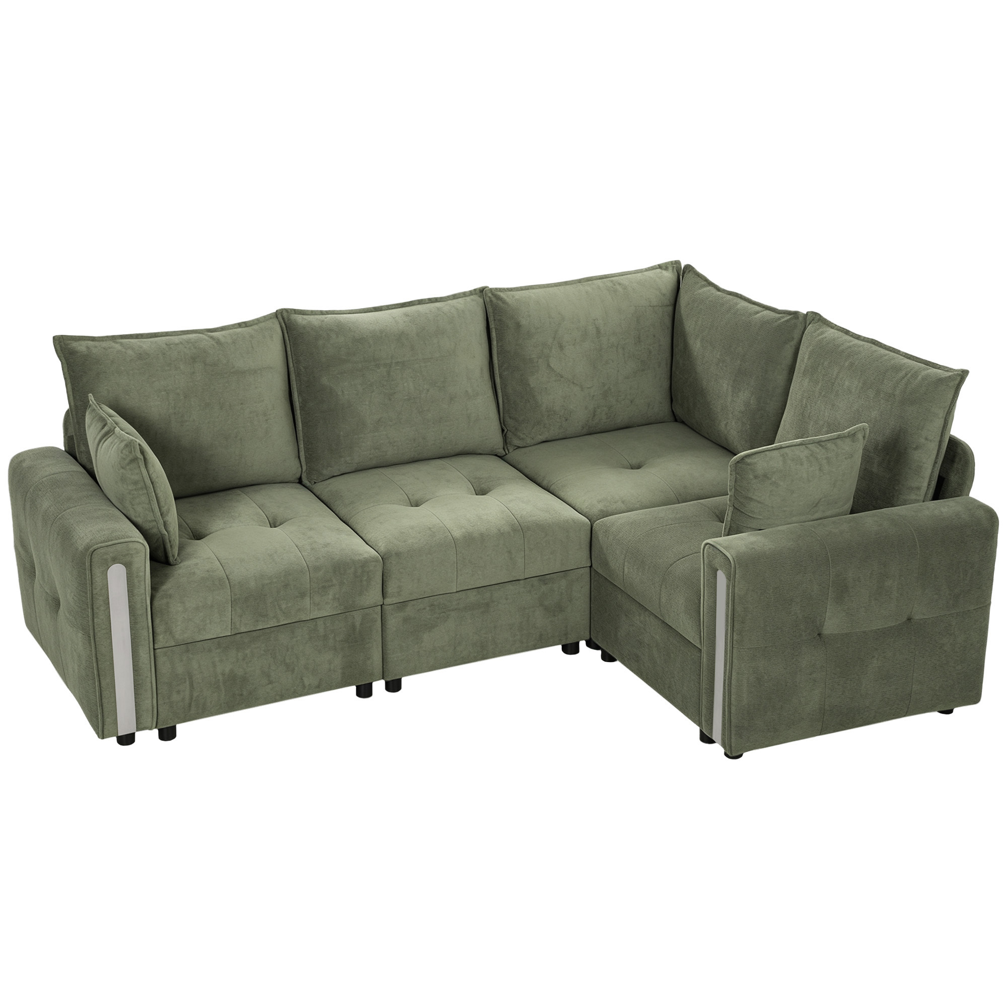 HOMCOM 228cm L Shaped Sofa with Lift-Up Storage, 3-Seater Sectional Sofa with Wide Deep Seat, Dark Green