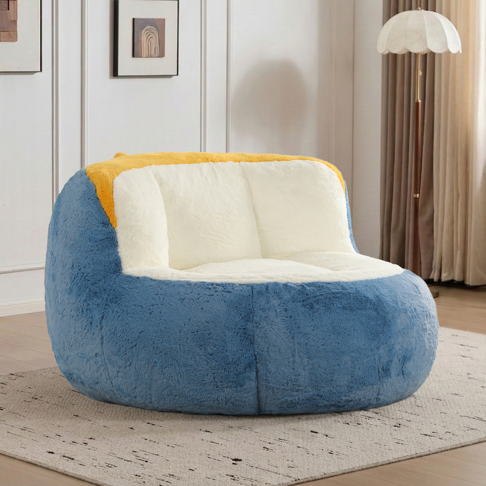 Großes Sitzsack-Sofa aus Kunstfell mit zerkleinerter Schaumstofffüllung, Mehrfarbig Aosom.de