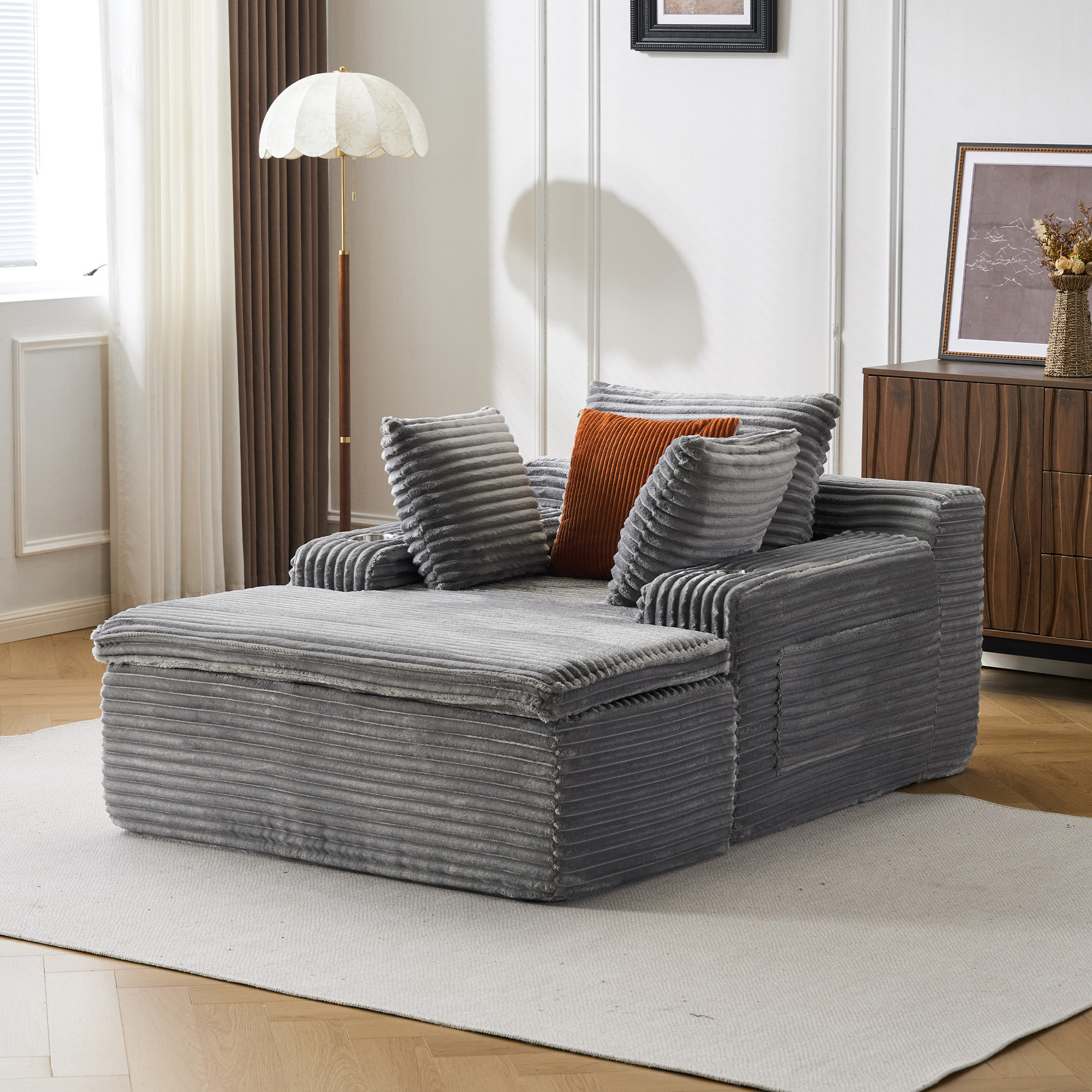 Rahmenloses Schlafsofa mit Longchair, Grau Aosom.de