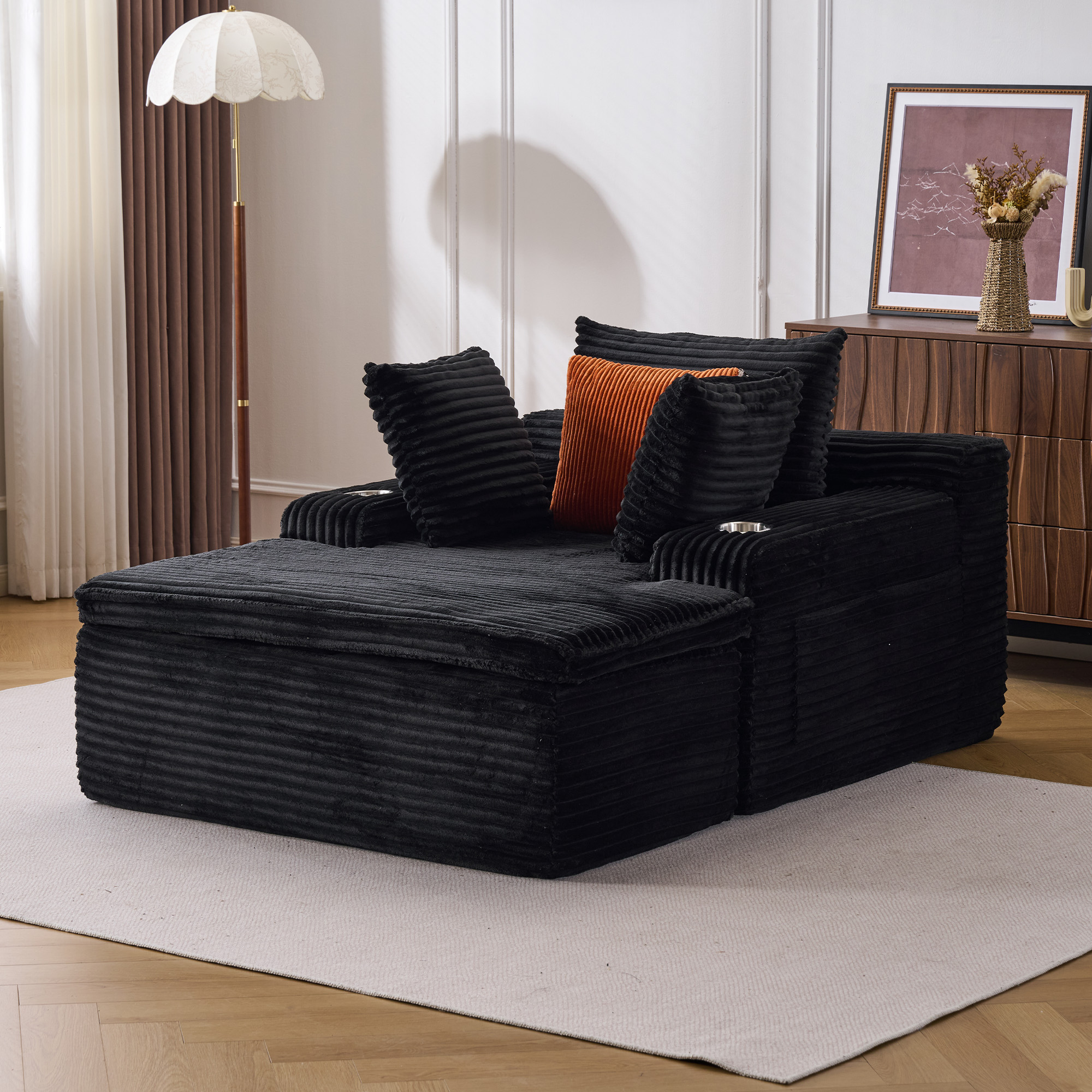 Boden-Schlafsofa mit Chaise-Lounge, Schwarz Aosom.de