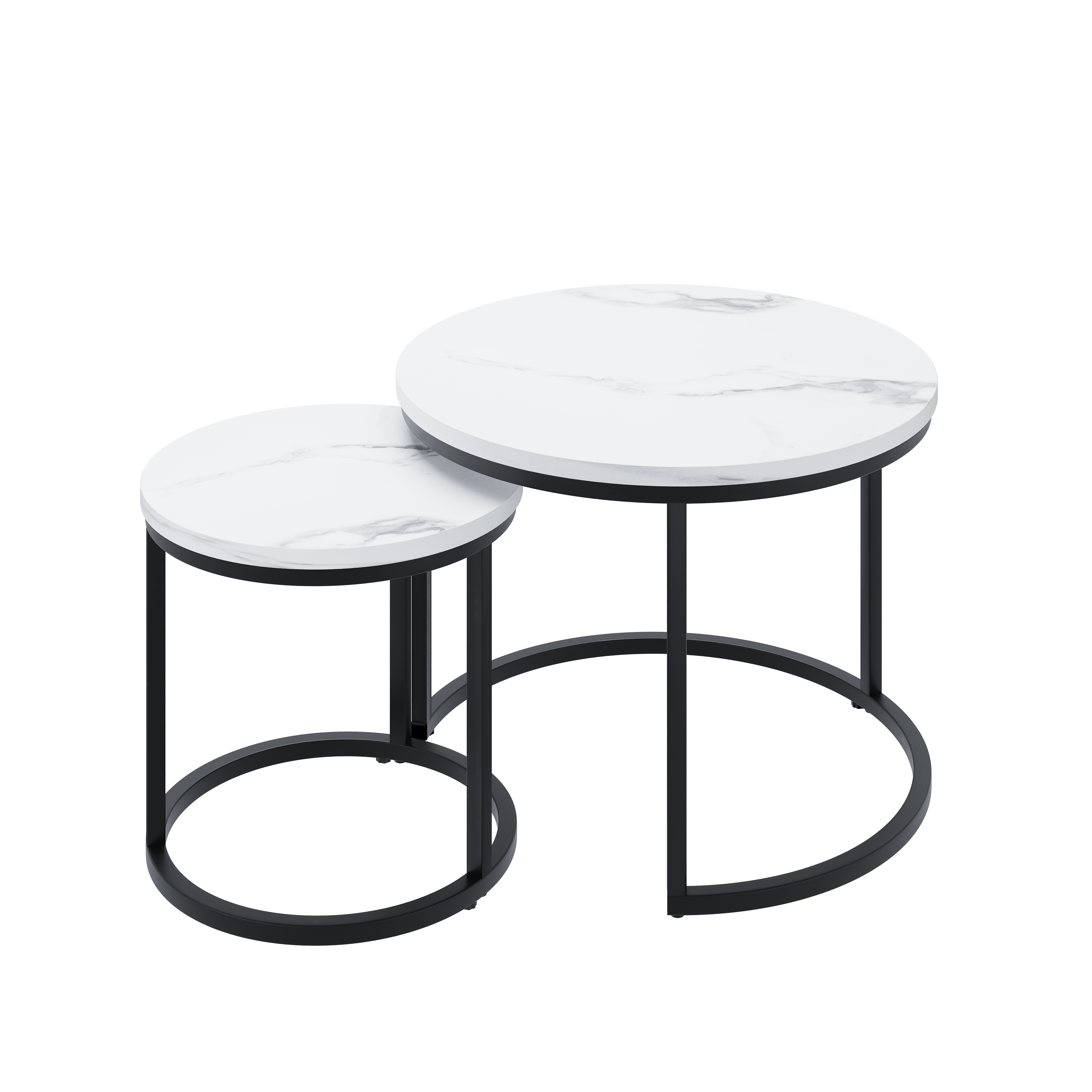 Rundes verschachteltes Couchtisch-Set, Antikgrau-Weiß Aosom.de