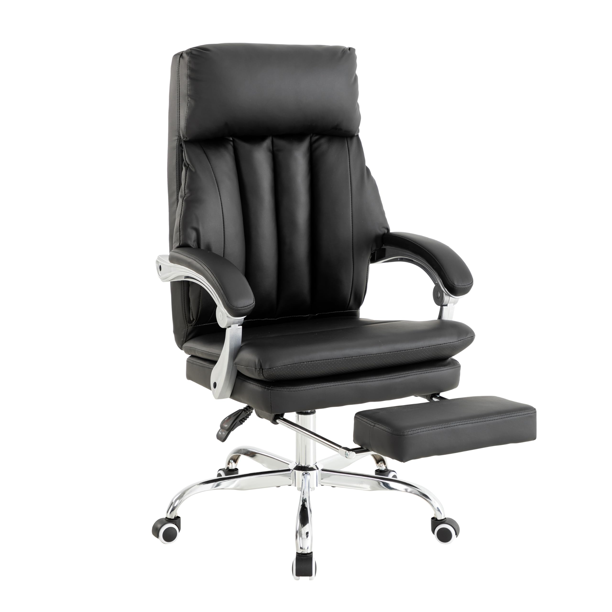 Ergonomischer Bürostuhl mit Fußstütze und verstellbarer Rückenlehne, Schwarz/Beige Aosom.de