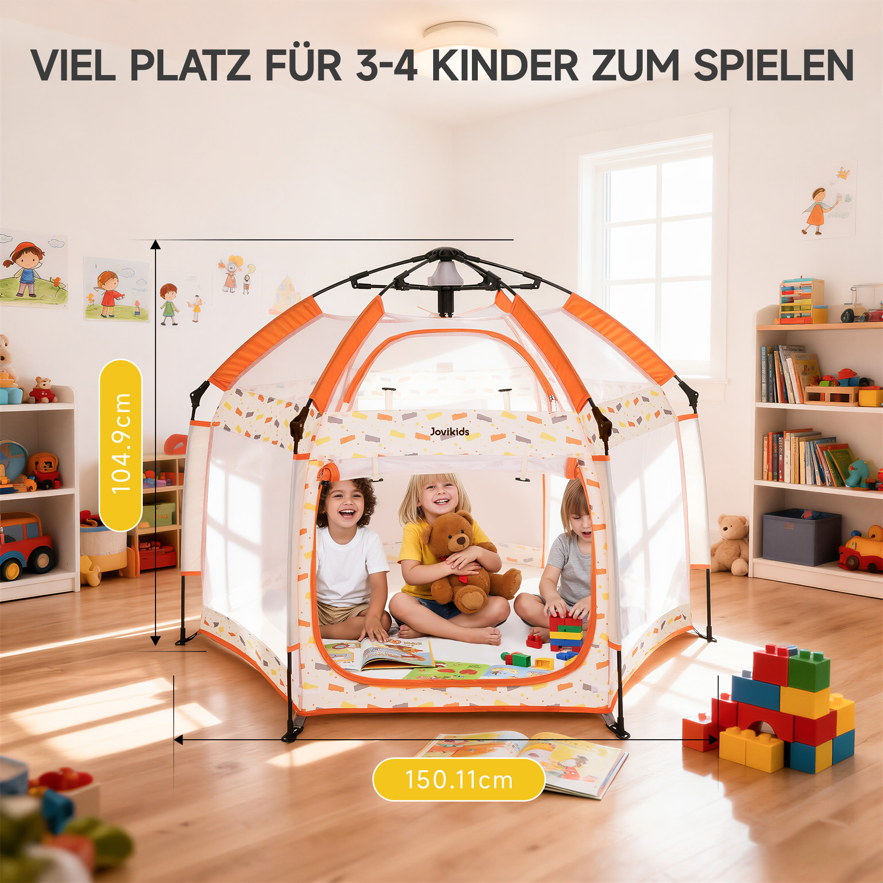 Faltbarer Baby-Laufstall mit Sonnendach, Beige Aosom.de