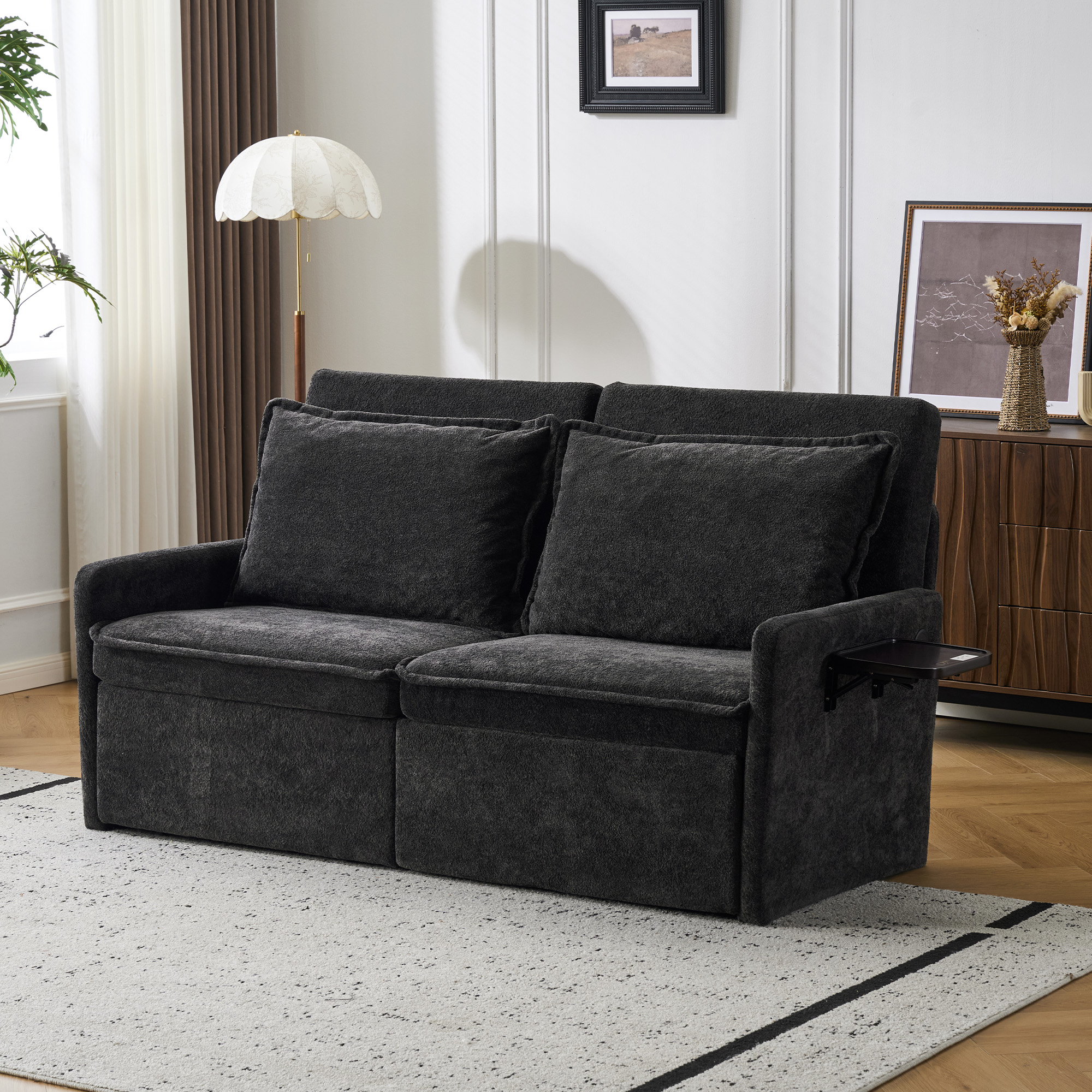 3-in-1-Schlafsofa mit USB und Stauraum, Schwarz Aosom.de