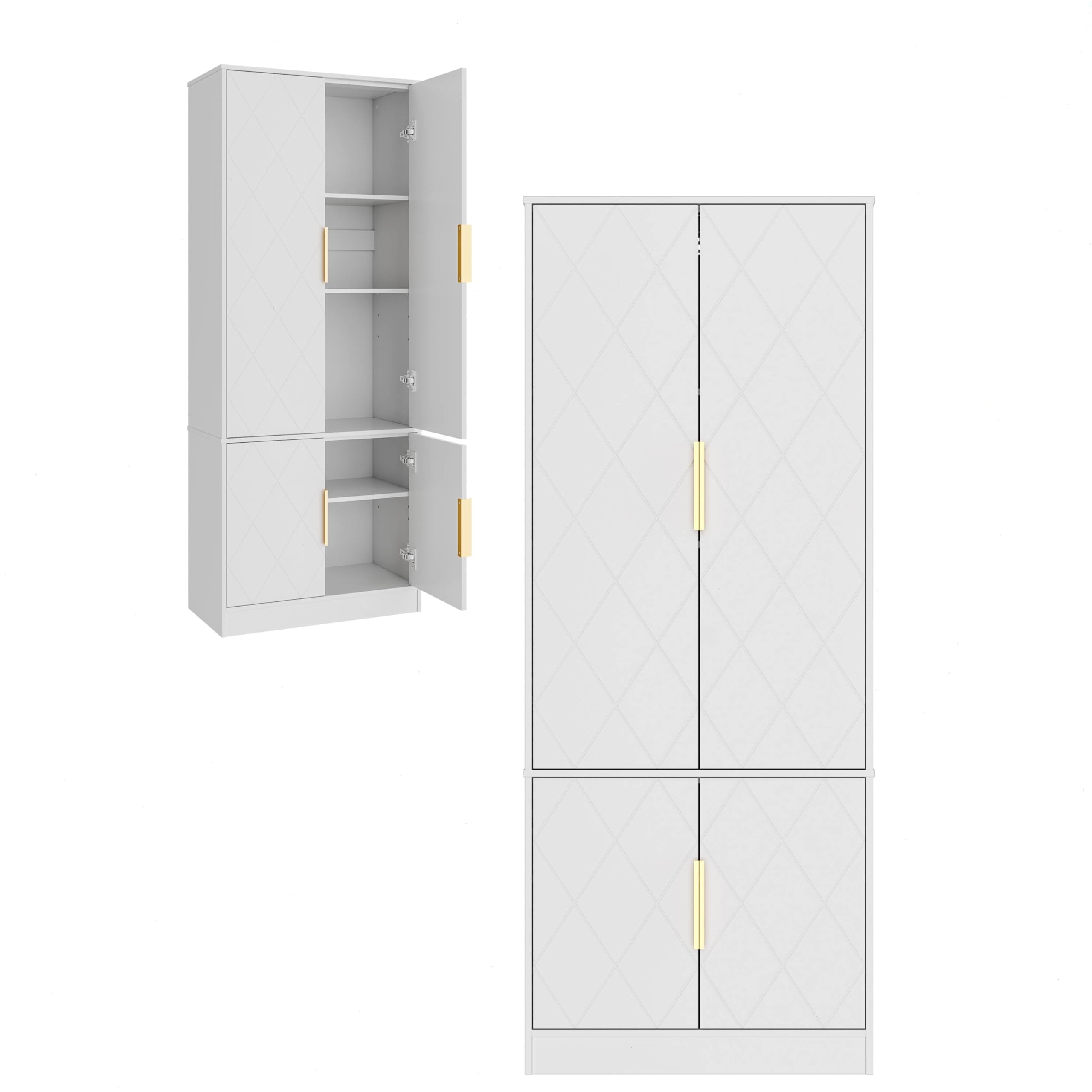 Hochschrank mit 4 Türen und 5 Regalböden, Weiß Aosom.de