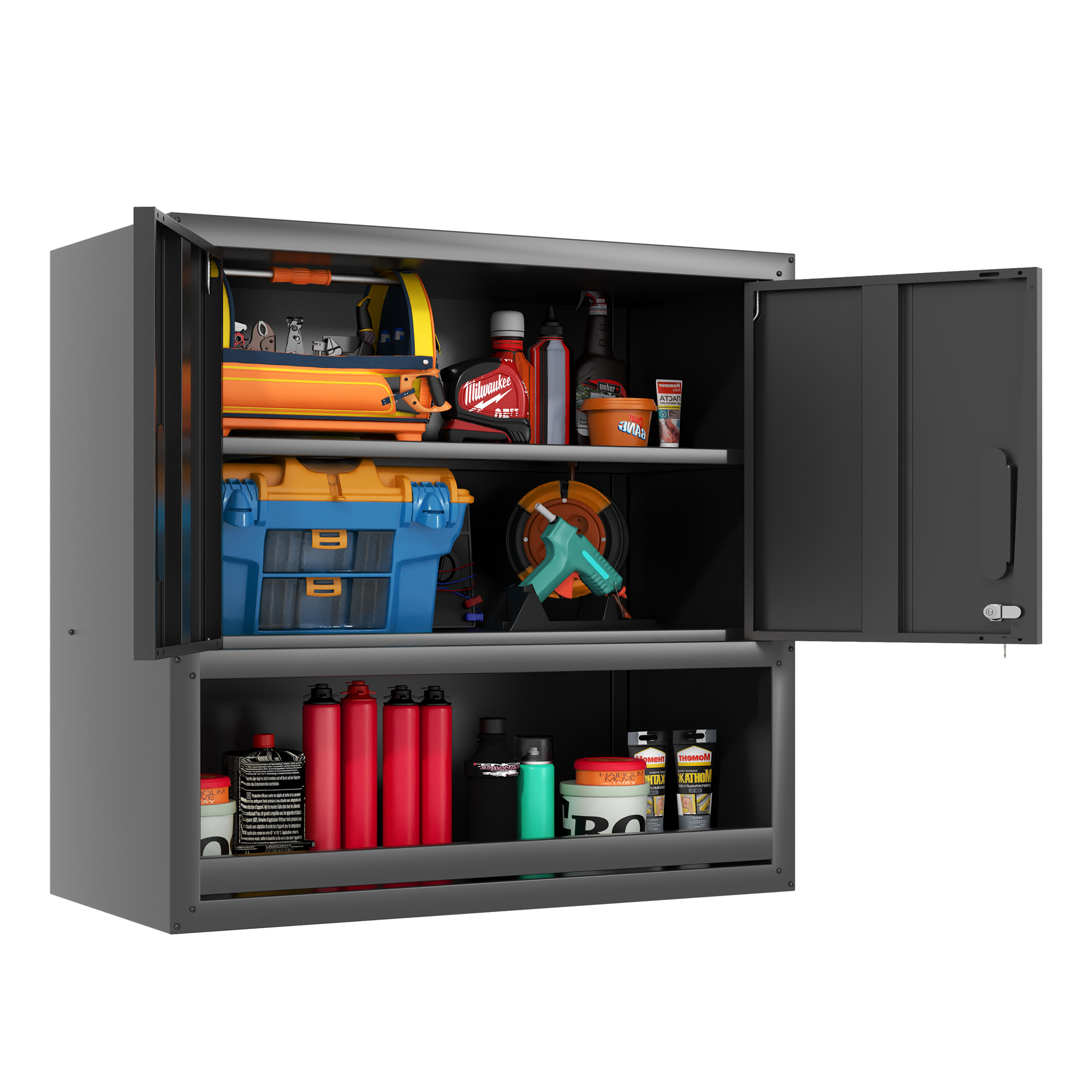 Metall-Werkzeugschrank zur Wandmontage, Schwarz Aosom.de