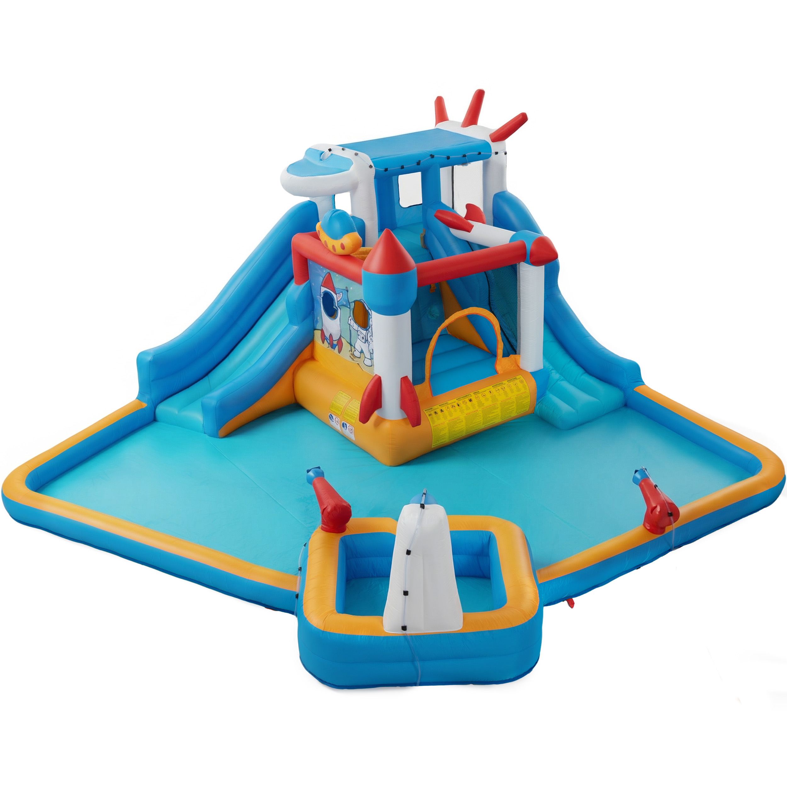 Aufblasbare 6-in-1-Hüpfburg mit Wasserrutsche, Blau Aosom.de