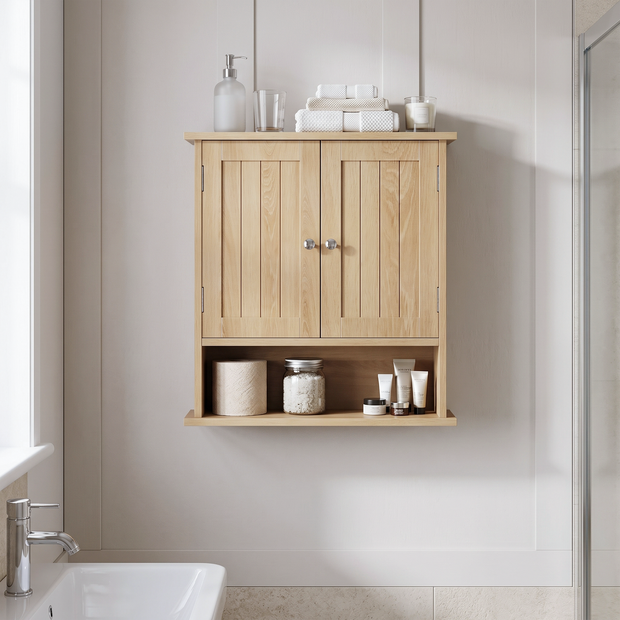 Badezimmer-Wandschrank im Eichenstil, mehrfarbig Aosom.de