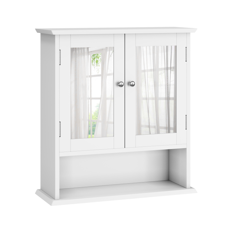 Badezimmerschrank mit Spiegeln, Amerikanische Weißeiche Aosom.de