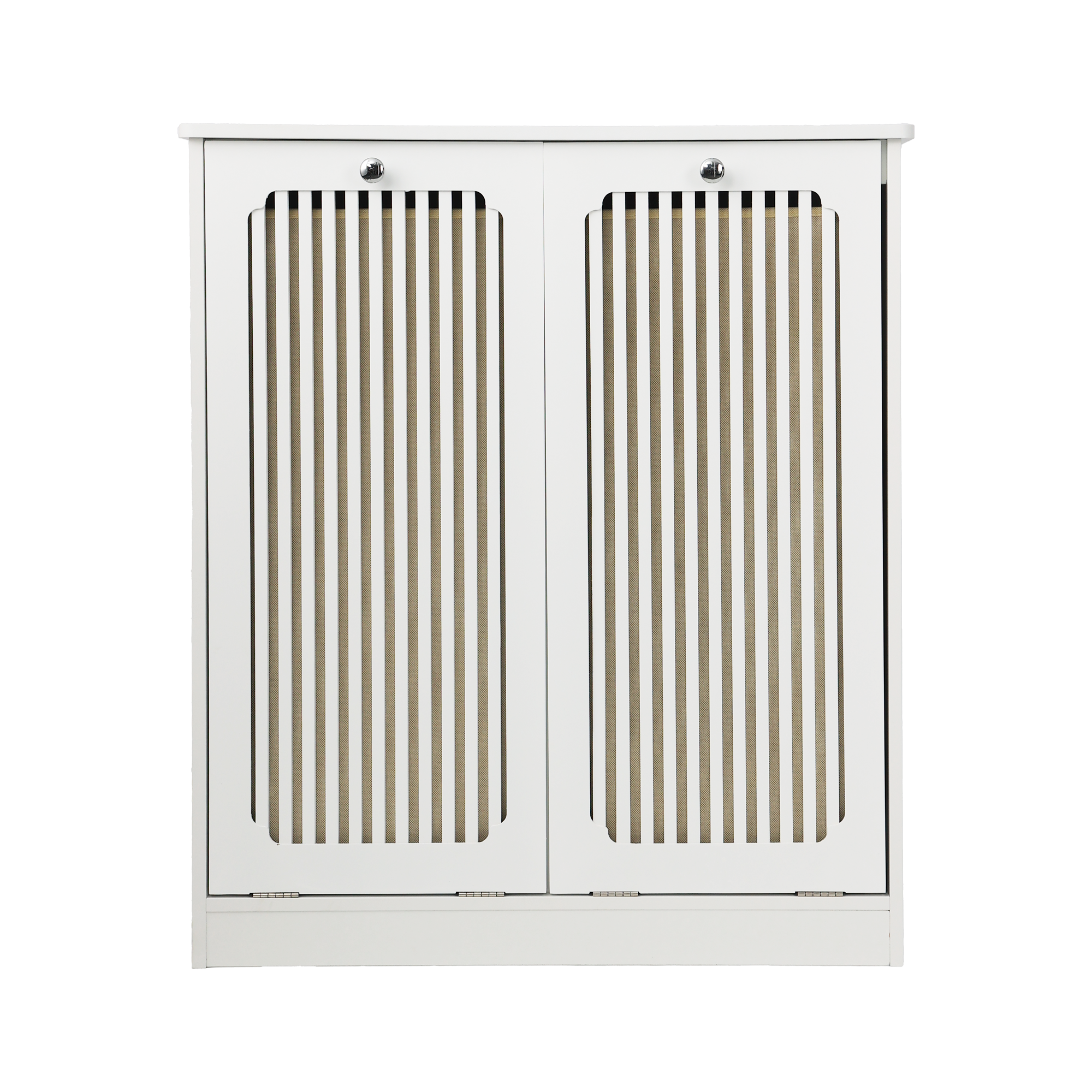 Wäscheschrank mit kippbarer Lamellenfront und zwei Stofffächern, Weiß Aosom.de