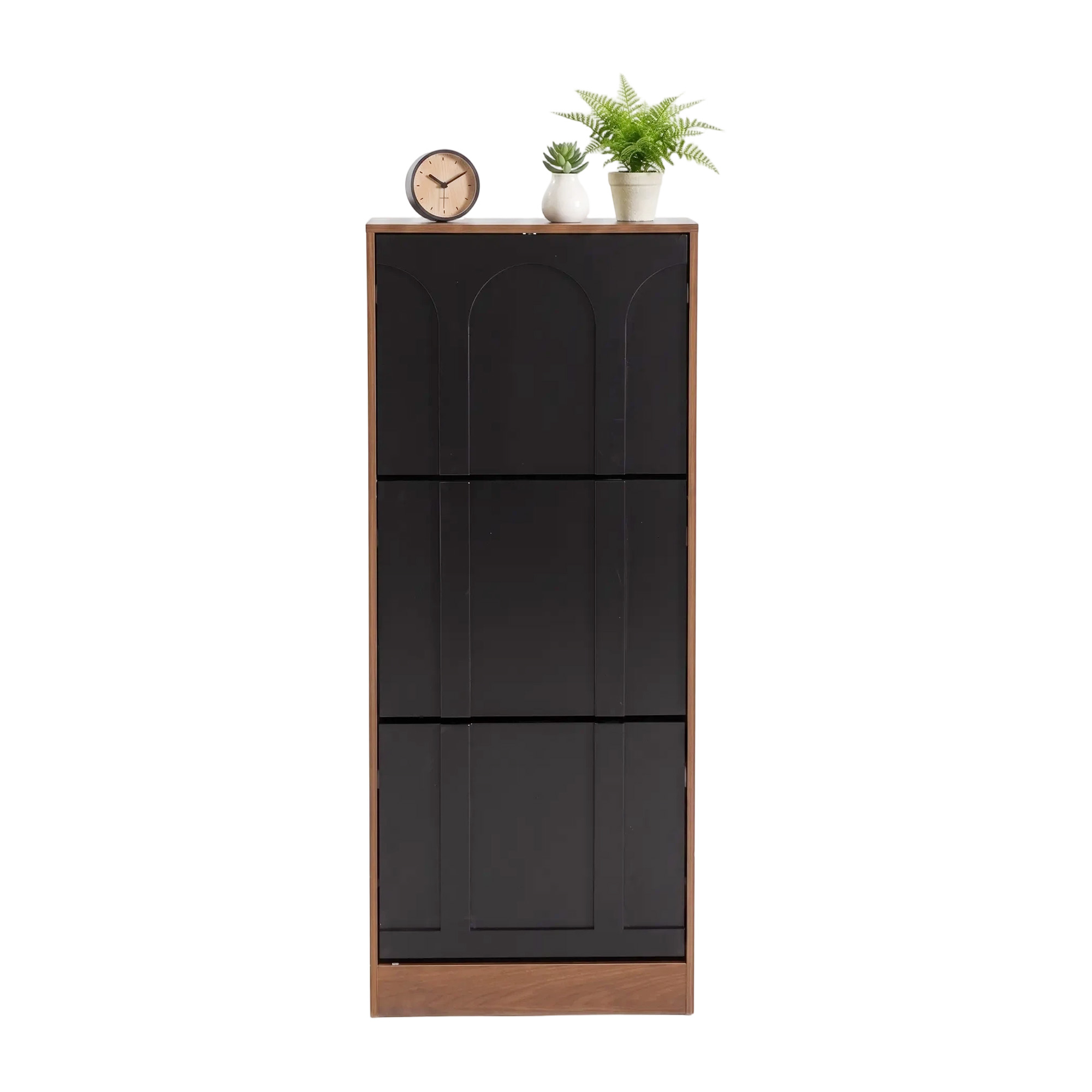 Schmaler Schuhschrank mit 3 Klappen, Schwarz Aosom.de