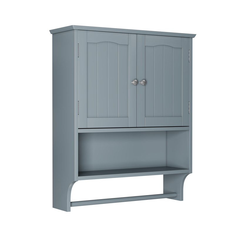 Badezimmer-Wandschrank mit Handtuchhalter, Hellgrau Aosom.de