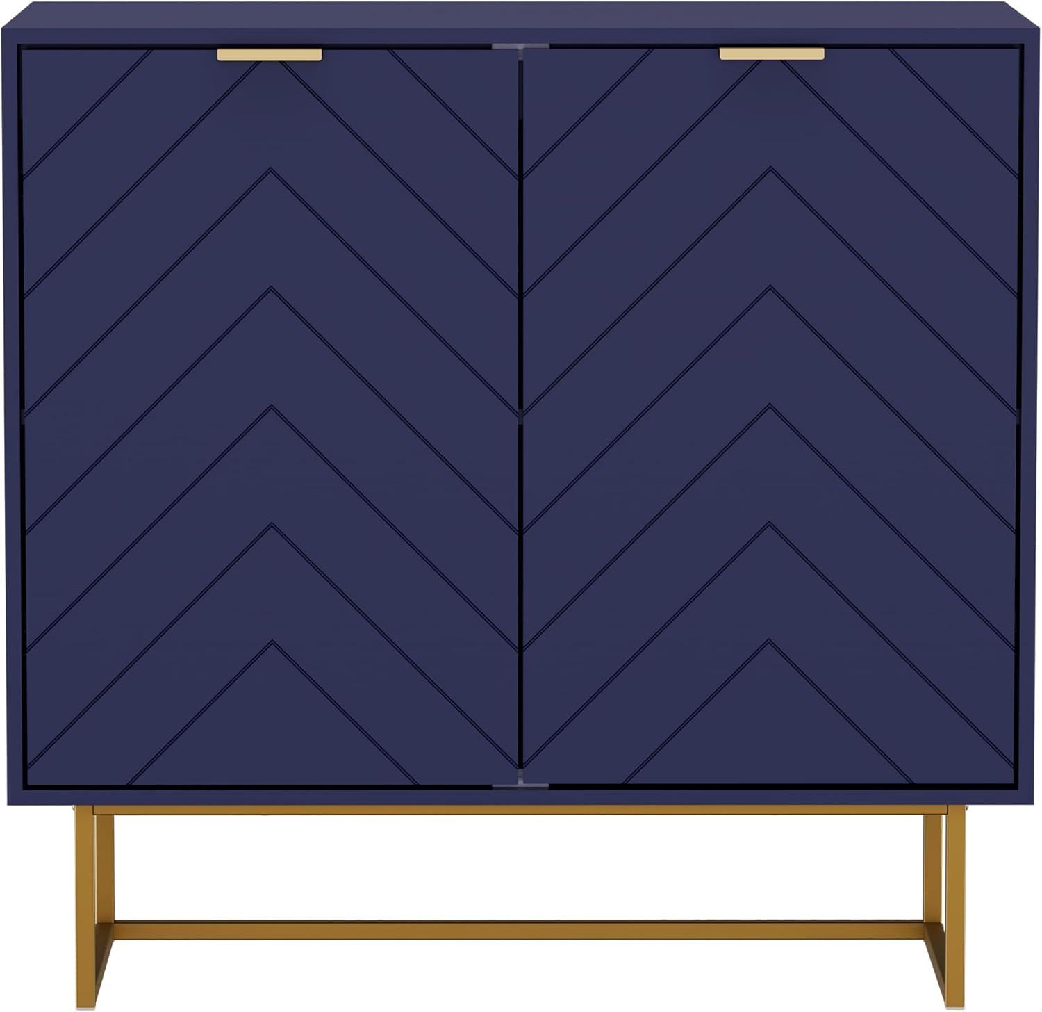 Sideboard mit 2 Türen und höhenverstellbarem Einlegeboden, Weiß/schwarz/Marineblau Aosom.de
