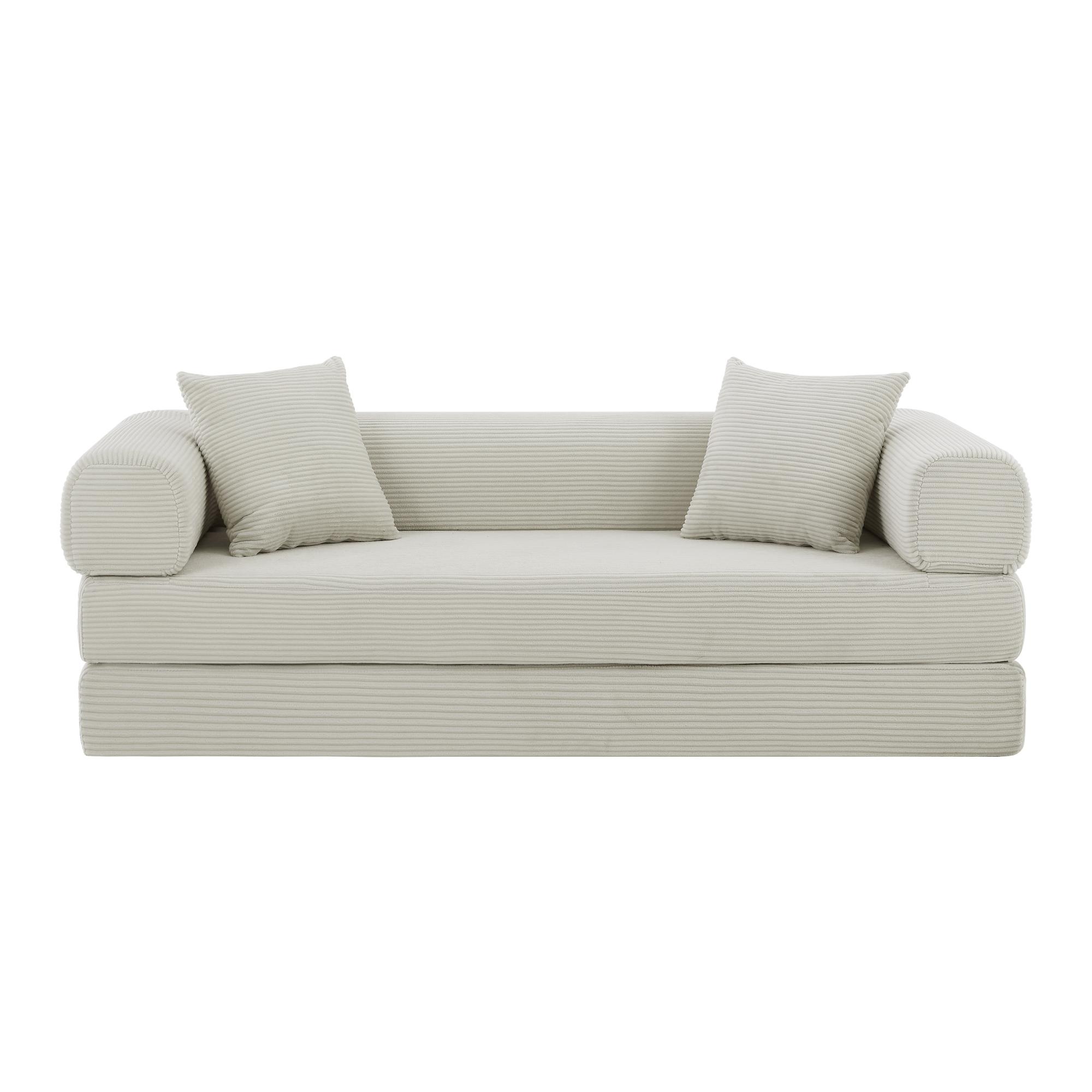 3-Sitzer-Cord-Bodensofa, Beige Aosom.de