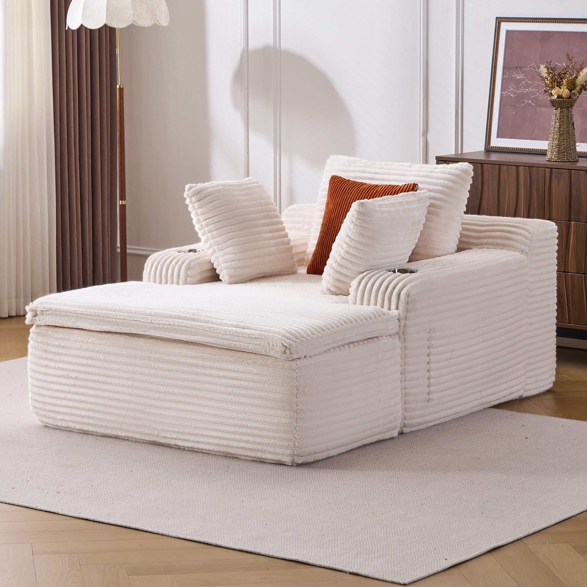 Schlafsofa mit Ottomane, Beige Aosom.de