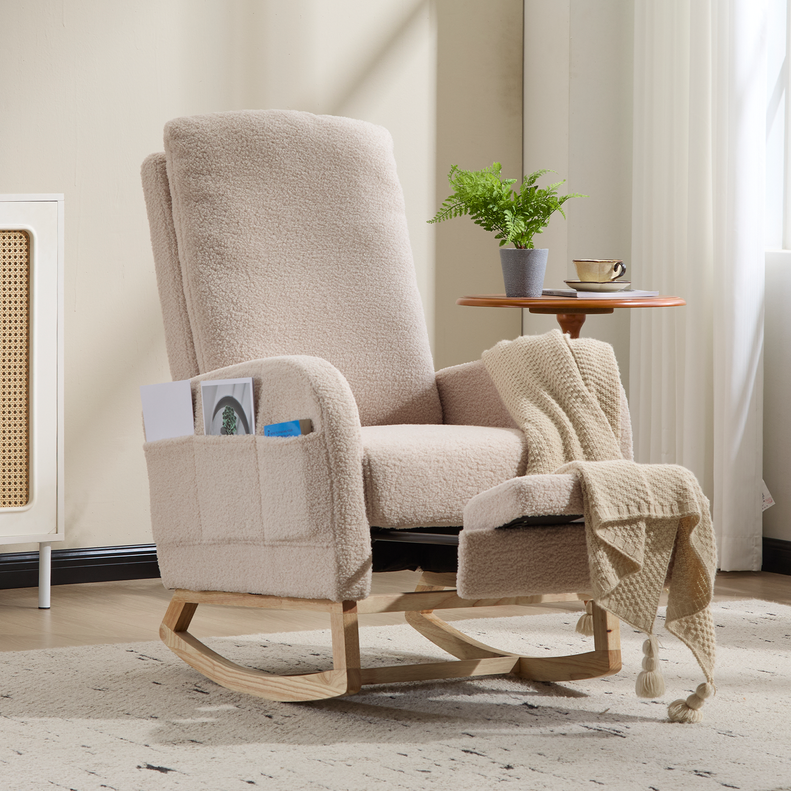 Schaukelstuhl mit Hocker, Beige Aosom.de