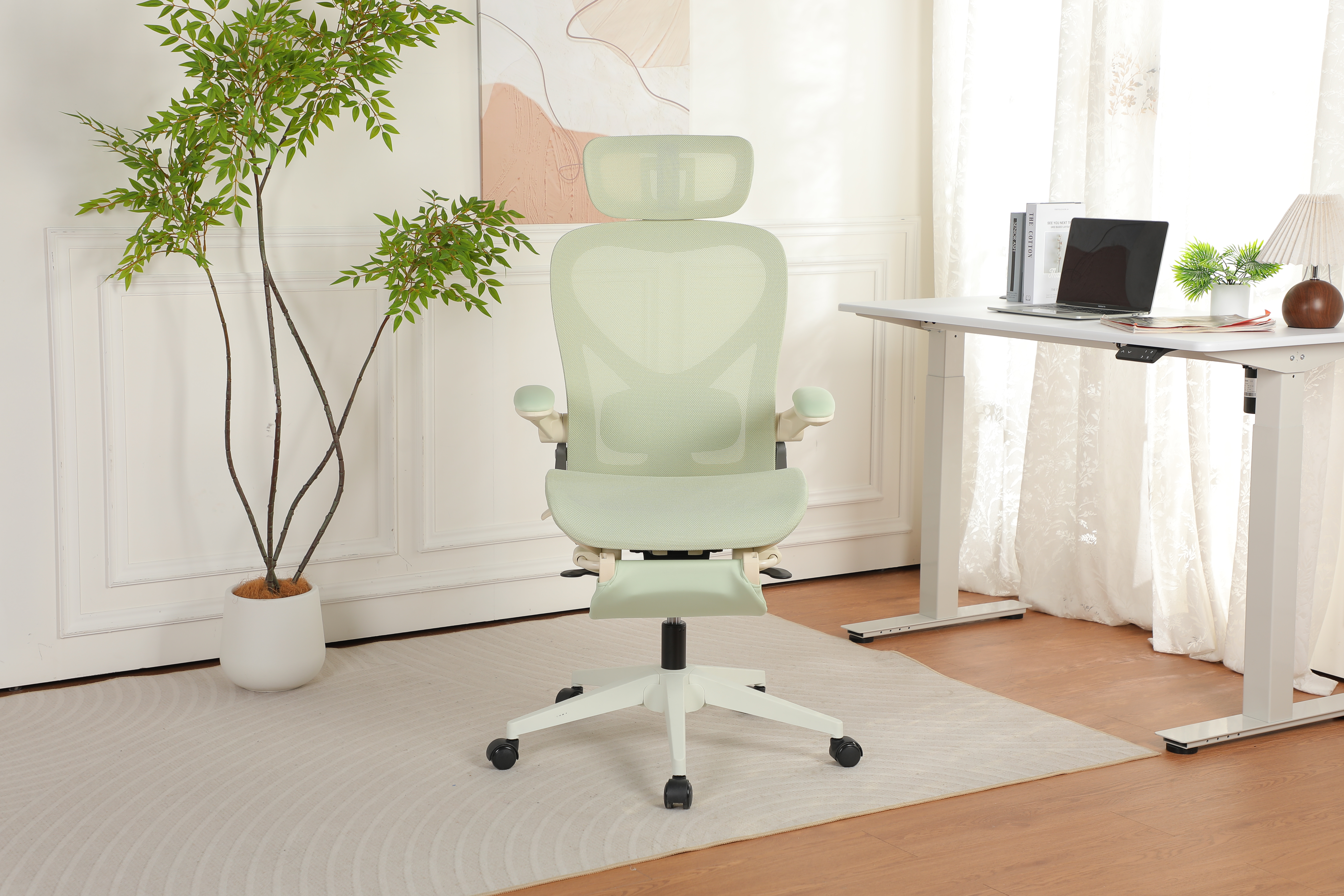 Ergonomischer klappbarer Bürostuhl mit 3D-Kopfstütze, Grün Aosom.de