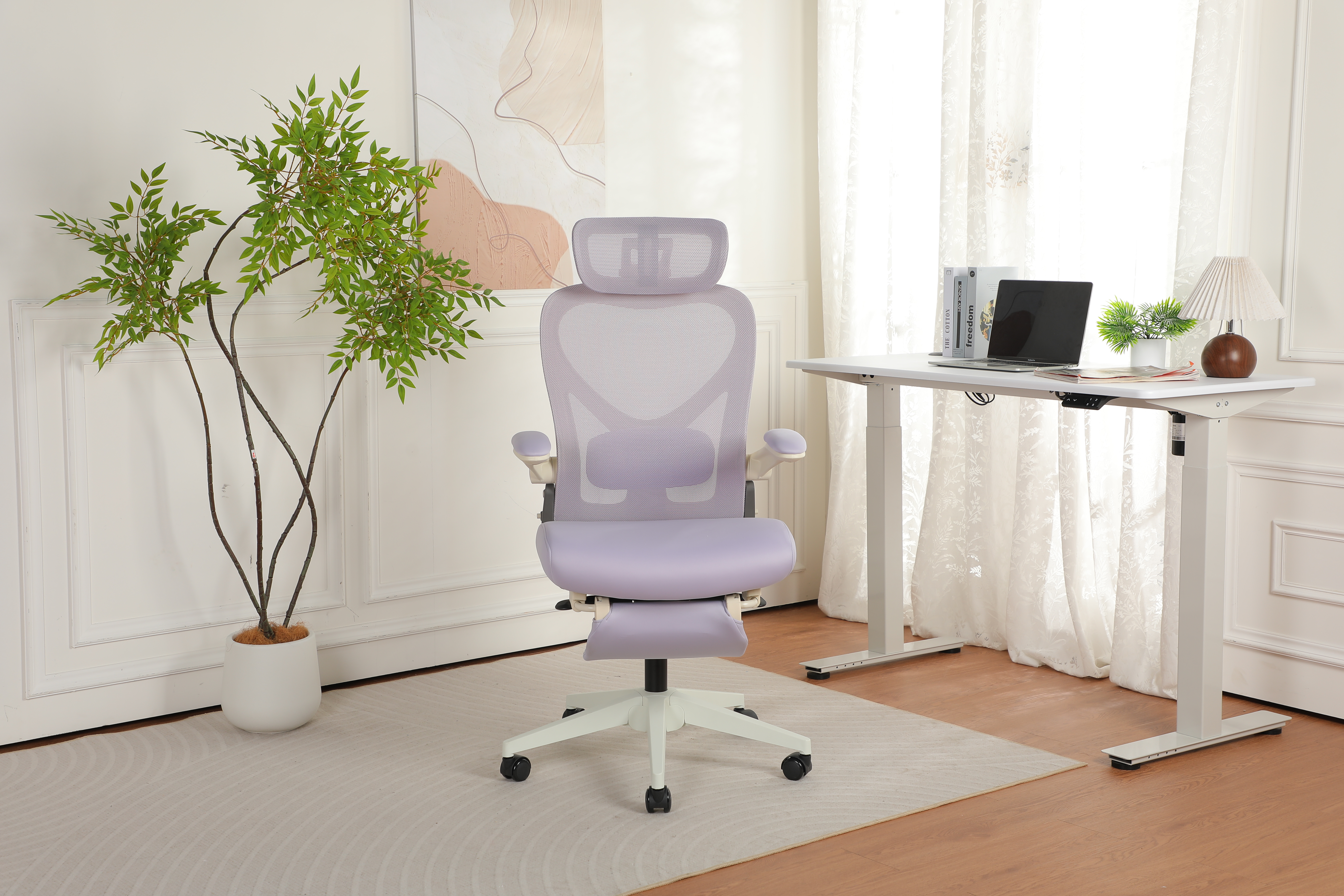 Ergonomischer klappbarer Bürostuhl, Lila Aosom.de