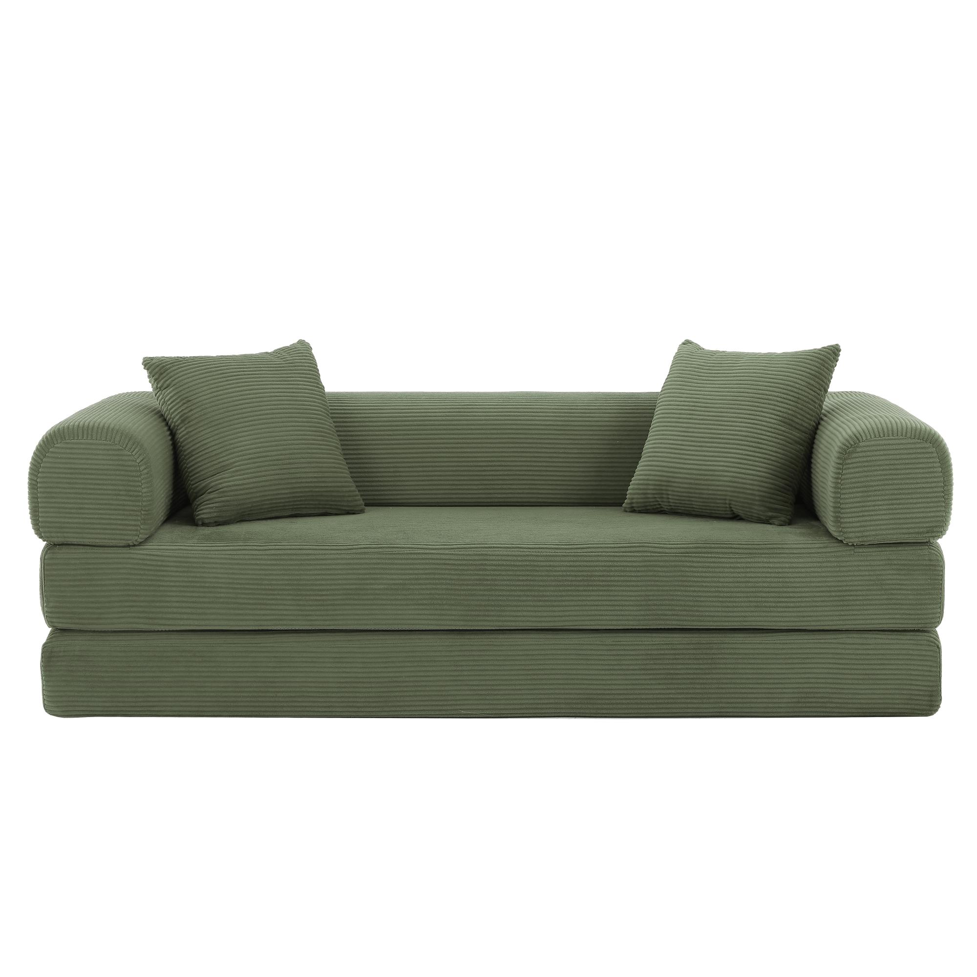 3-Sitzer-Bodensofa und Schlafsofa aus Cord, Grün Aosom.de