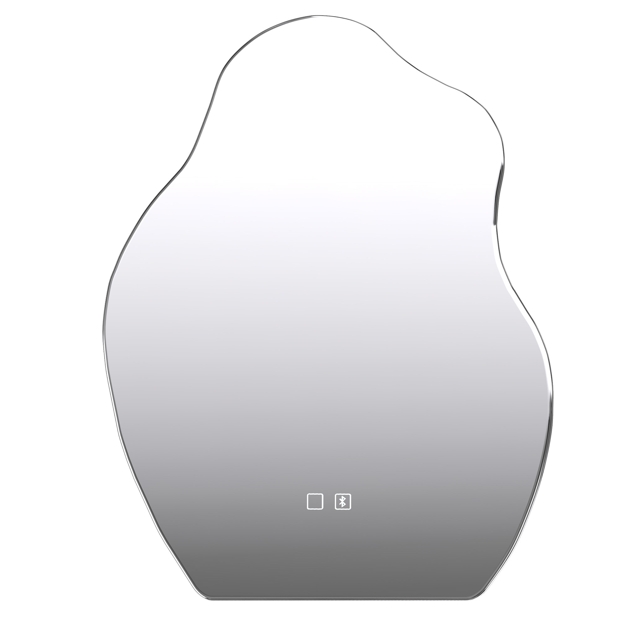 HOMCOM Badezimmerspiegel mit 3-farbiger LED-Beleuchtung, 80x60 cm, asymmetrisch, Bluetooth, Wandspiegel, hintergrundbeleuchtet, beschlagfrei, Touch-Schalter, Memory, gehärtetes Glas, IP44 Aosom