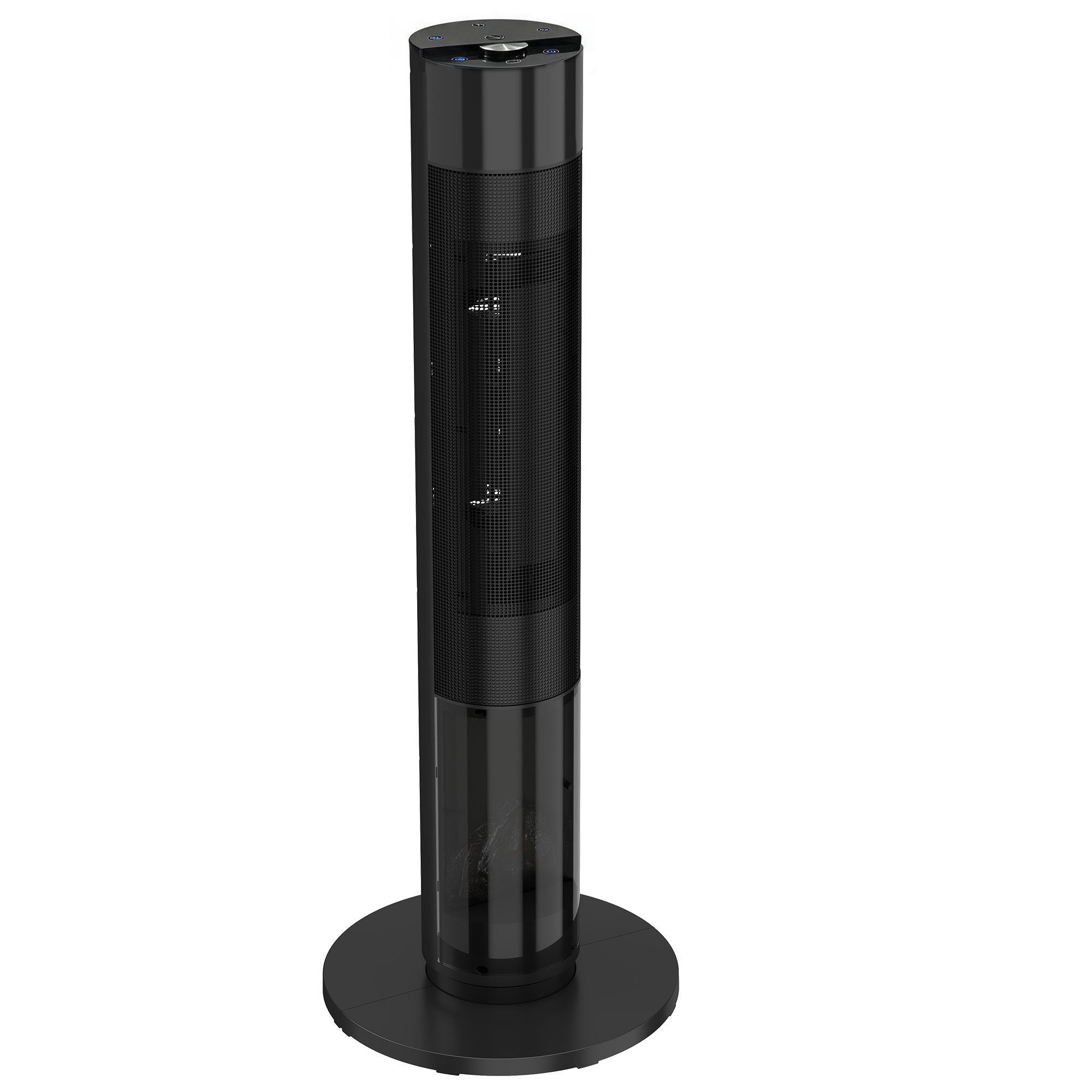 HOMCOM Încălzitor Electric Ceramic PTC 2000W cu 5 Moduri App Wi‑Fi Flăcări 3D Telecomandă Protecție la Supraîncălzire Negru | Aosom Romania