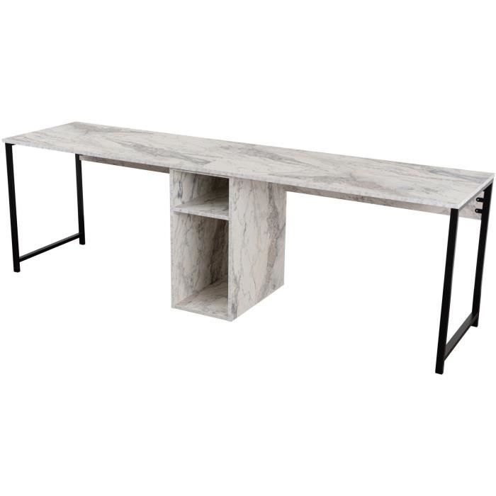 Bureau d'étude moderne avec étageres - TWIN - Freesia / Marbre