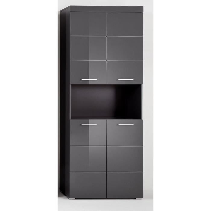 Non Renseigné Gris Colonne De Salle De Bain 2 Portes Brillant Kelia 73 Cm - Image 2