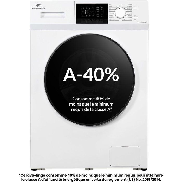 Continental Edison Blanc Cell10140wa40 - Lave-Linge Hublot 10 Kg - 1400 Tr/Min - Image 4