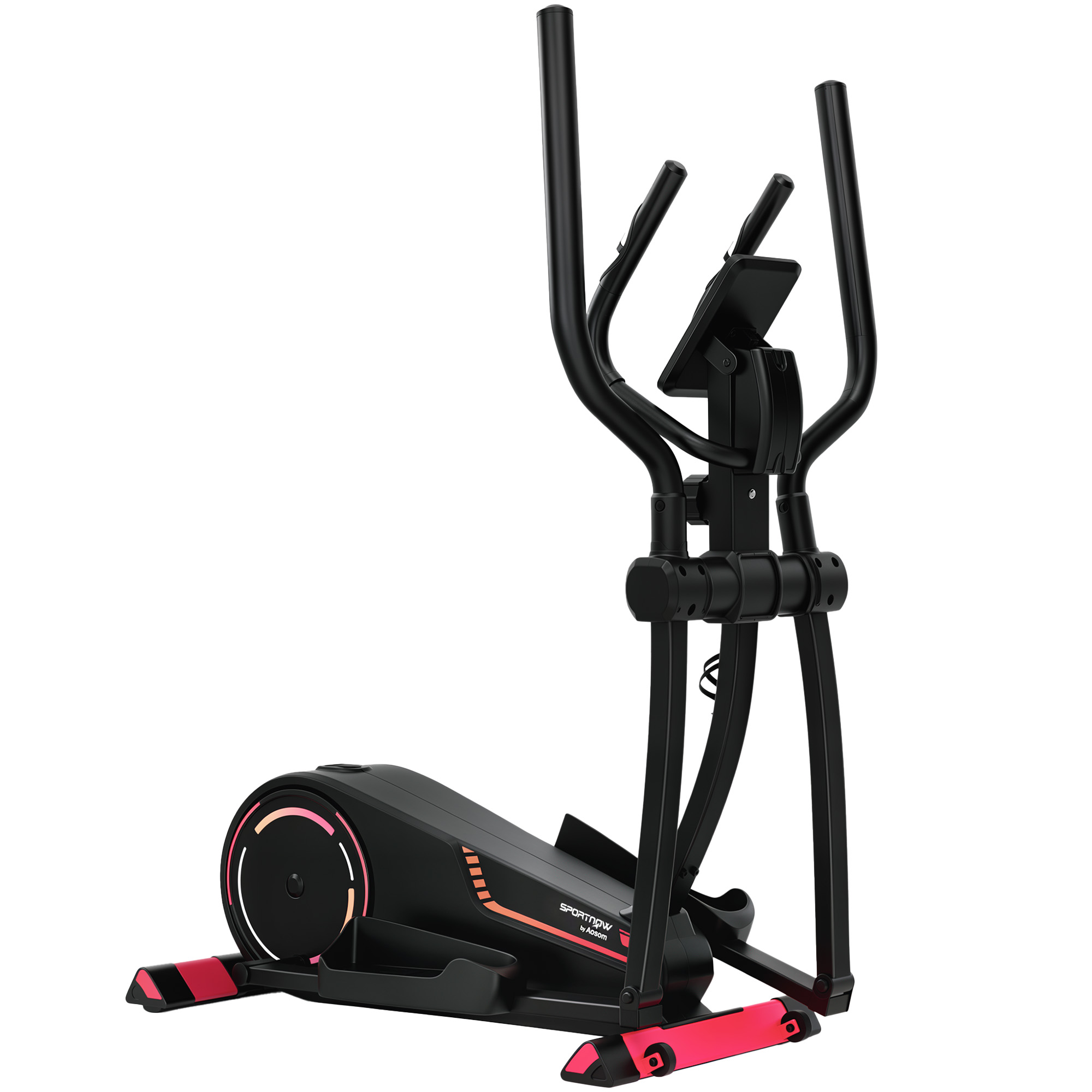 SPORTNOW Ellipsentrainer für Zuhause, geräuscharmer magnetischer Widerstand mit 16 Stufen, Bluetooth, App-kompatibel, LCD-Display, Pulssensor, Transportrollen, Flaschenhalter Aosom