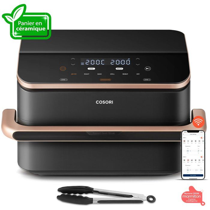 Joom Octopia Airfryer - Cosori - Dualblaze Twinfry Pro Ceramic - 10 L - Noir - Connectée Wi-Fi - Image 6