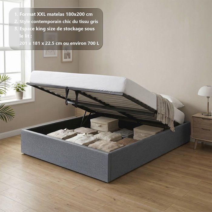 charcoal bed in fabric (ref. F-OCT-KTECLIPSE180DGR)