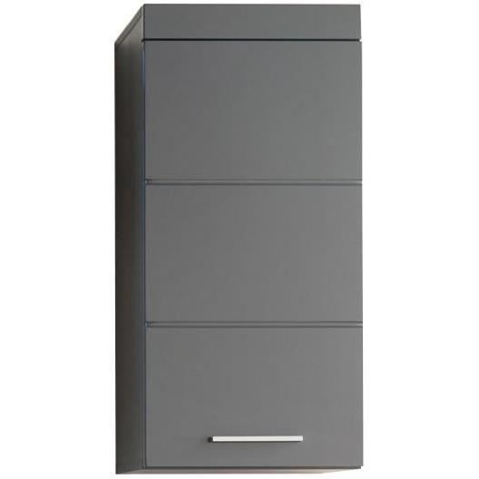 Meuble haut de salle de bain Kelia - 1 porte - Gris brillant - 37 cm - Image 2