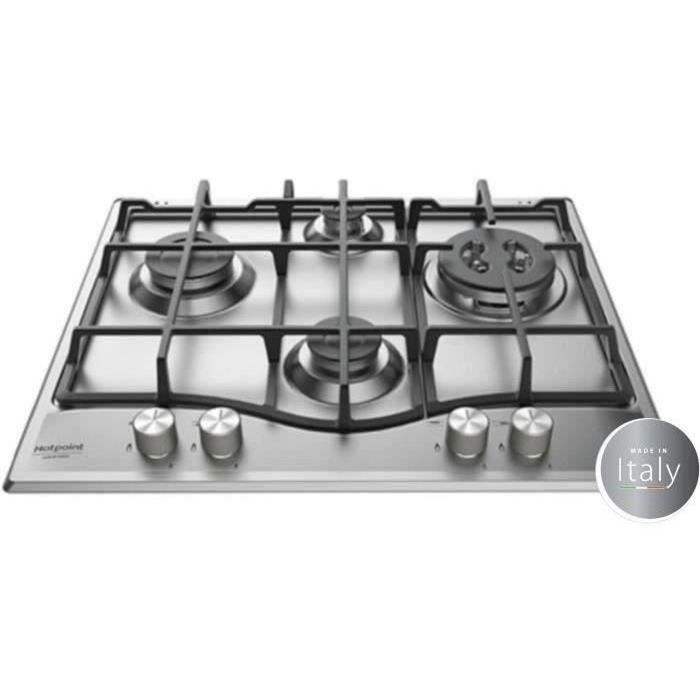 Hotpoint Argent Table De Cuisson Gaz Encastrable Pcn 641 T/Ix/Ha 60 Cm 4 Foyers Acier Inox Avec Grilles Fonte Allumage Électronique Commandes Rotatives - Neuf - Image 6